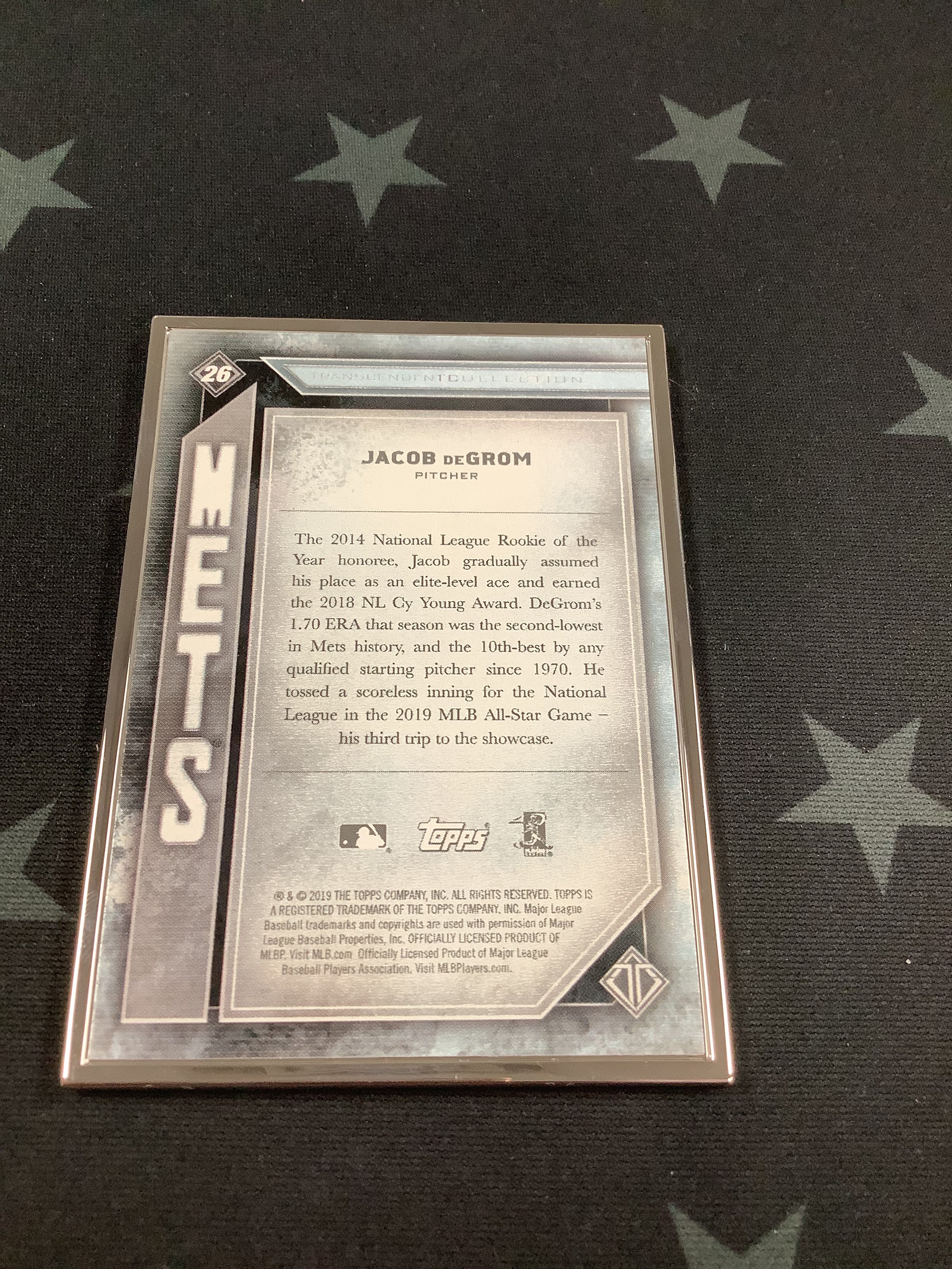 2019 Jacob deGrom Transcendent Collection Baseball Card #26/100 - Rare MLB Memorabilia for Collectors & Fans - Perfect for Display, Investment & Gifting