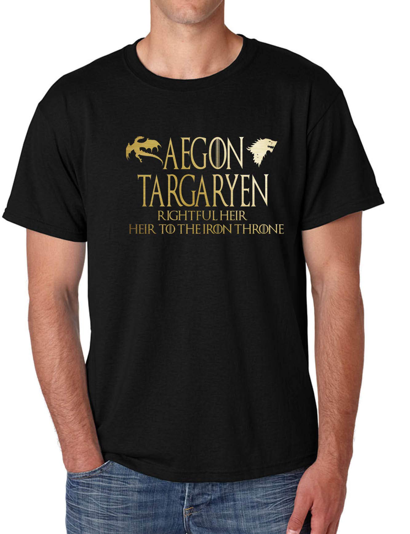 ALLNTRENDS Men's Aegon Targaryen Rightful Heir Graphic T-Shirt - Trendy Cool Tee for Game of Thrones Fans, Casual Wear & Gifts