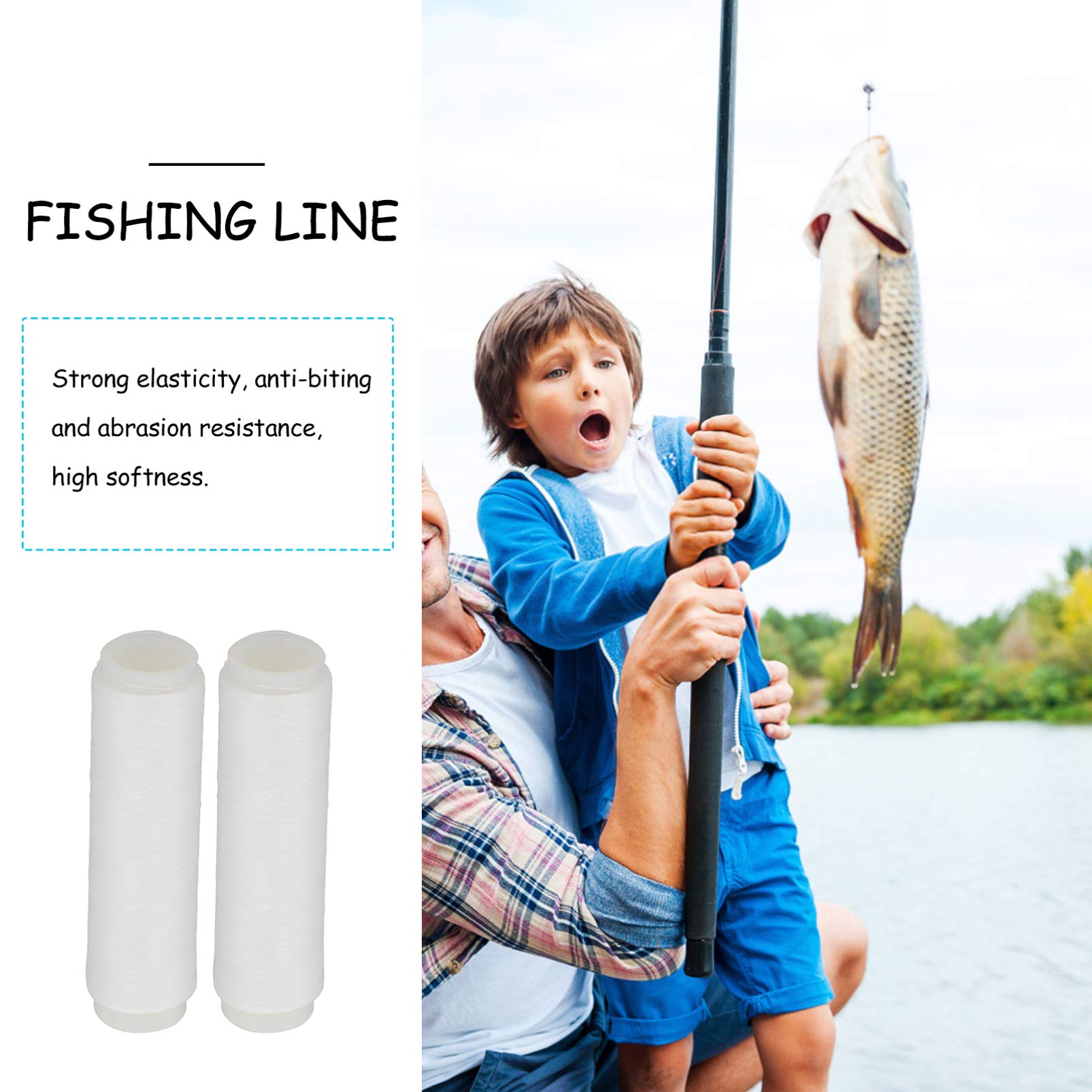 BESPORTBLE 2 Rolls High Elastic Fishing Line - Professional Wear-Resistant Nylon Fishing Ropes for Saltwater & Freshwater Fishing - Perfect for Deep Sea, Lake, and River Angling