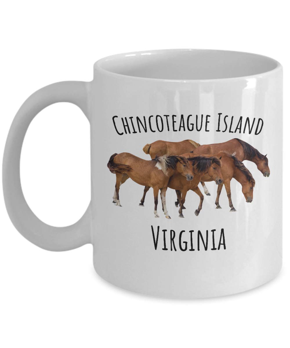 Chincoteague Island Coffee Mug - Virginia Horse & Assateague Pony Themed Ceramic Cup - Perfect for Tea, Hot Chocolate & Office Use