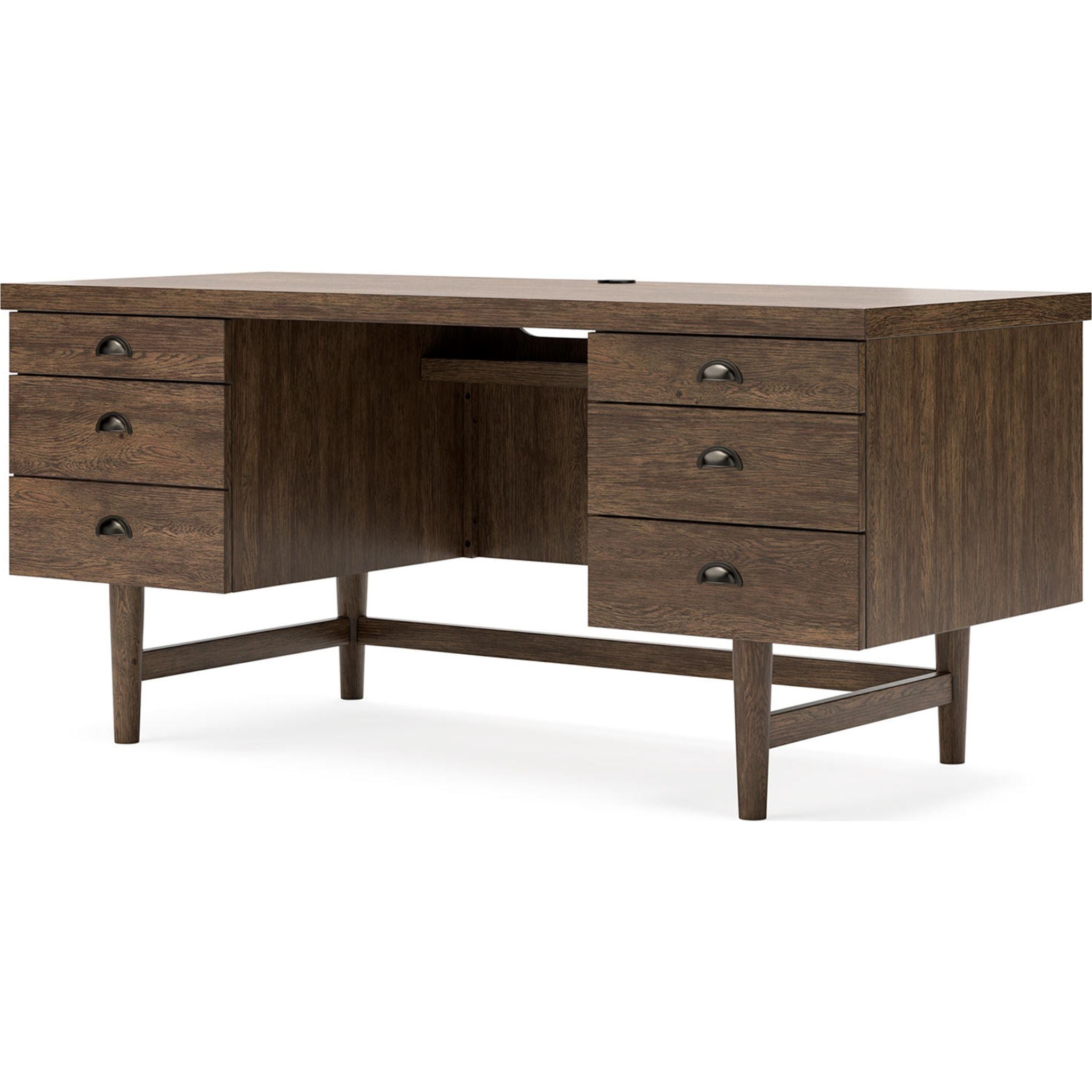 Austanny Solid Wood Desk - Warm Brown Finish, Modern Home Office Desk for Study & Work - Perfect for Small Spaces & Remote Work