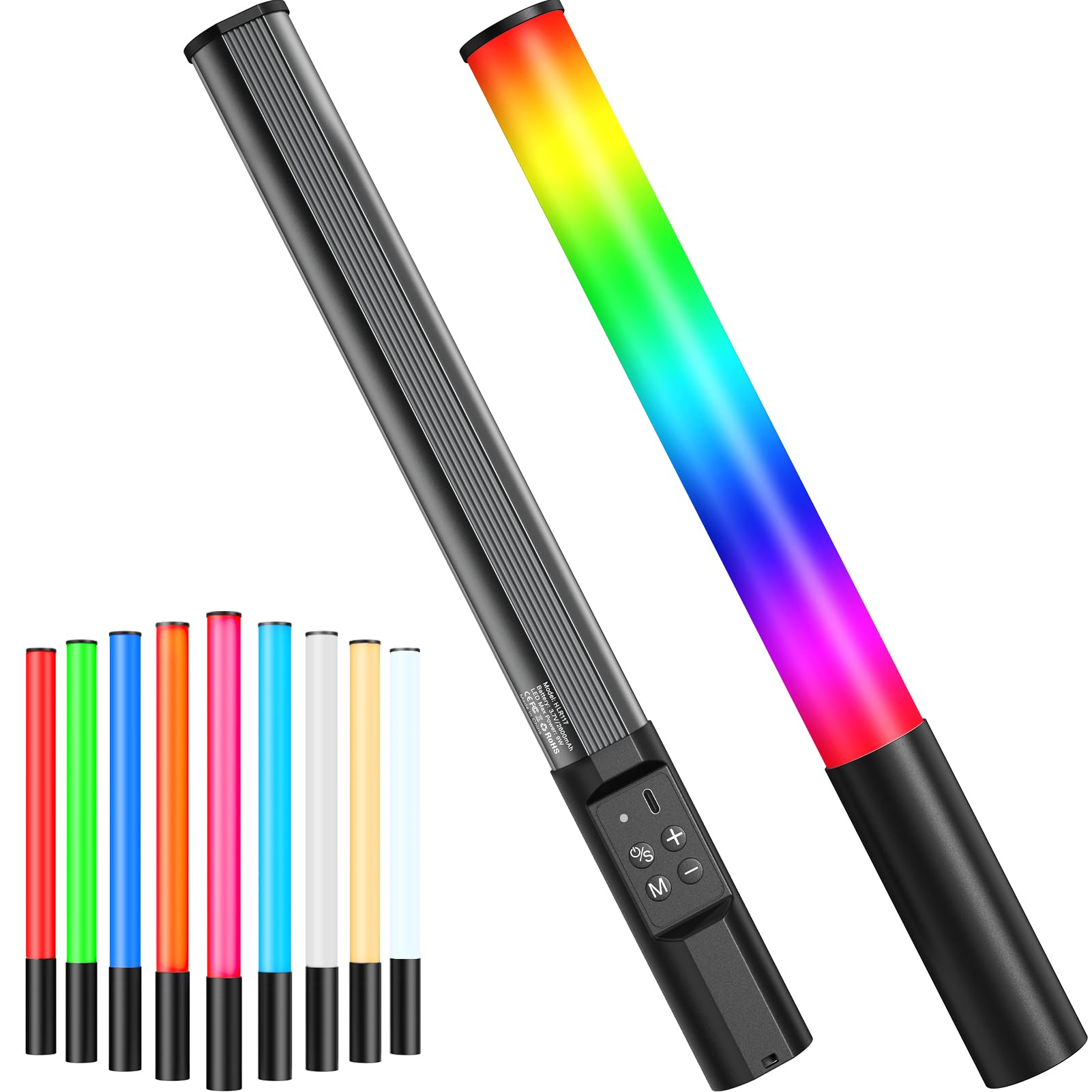 HeySliy RGB Photography Light Wand - 2600mAh Rechargeable LED Light Stick with 1000 Lumens, Adjustable Brightness (2500K-9900K) & 9 Dimmable Colors - Portable Studio Light Bar for Product Photography, YouTube Videos, and Nighttime Outdoor Shoots