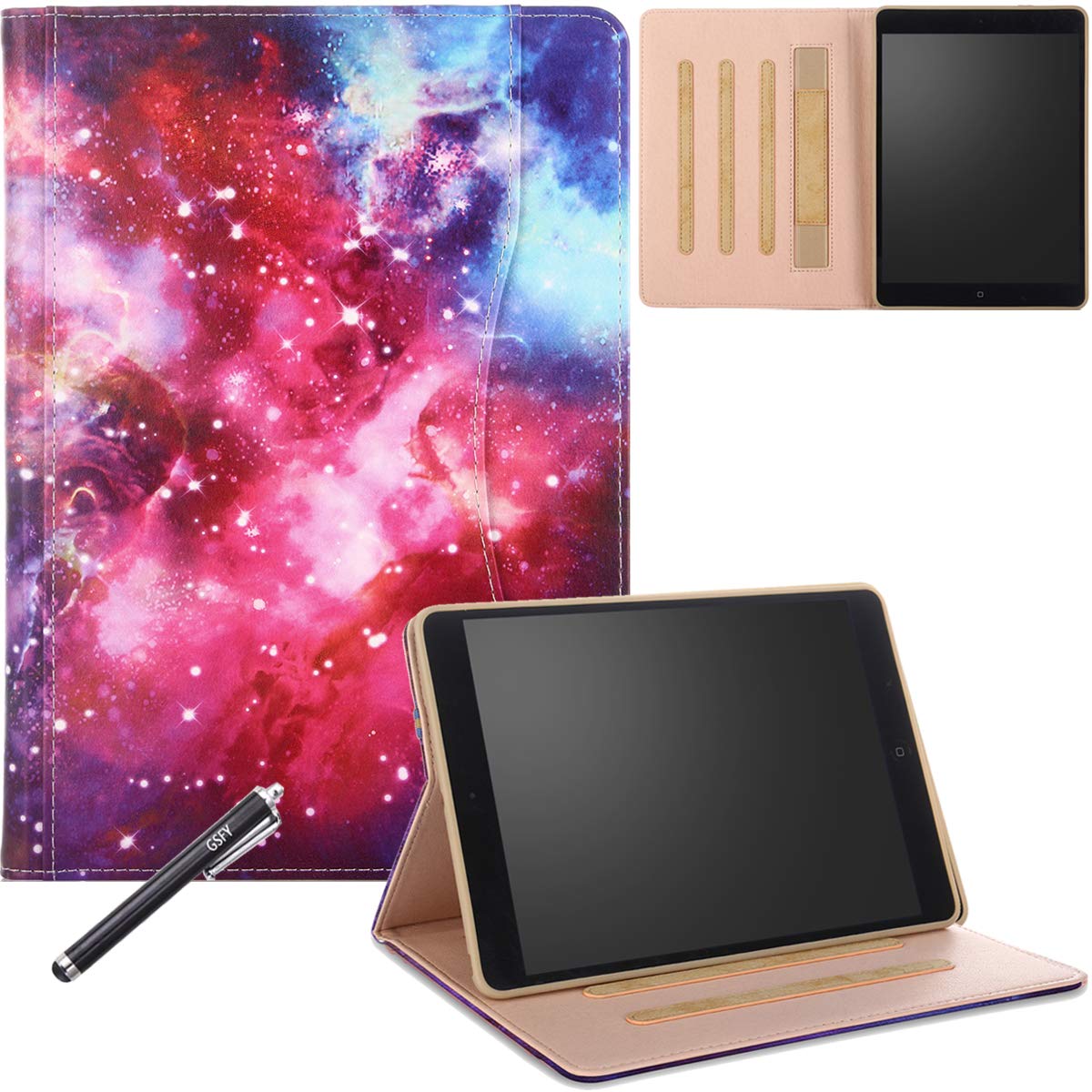 Premium PU Leather Auto Wake/Sleep Folio Case with Hand Strap for Apple iPad 9.7 Inch 5th/6th Gen (2018/2017) & iPad Air 2/Air - Slim Protective Cover for Work, School & Travel