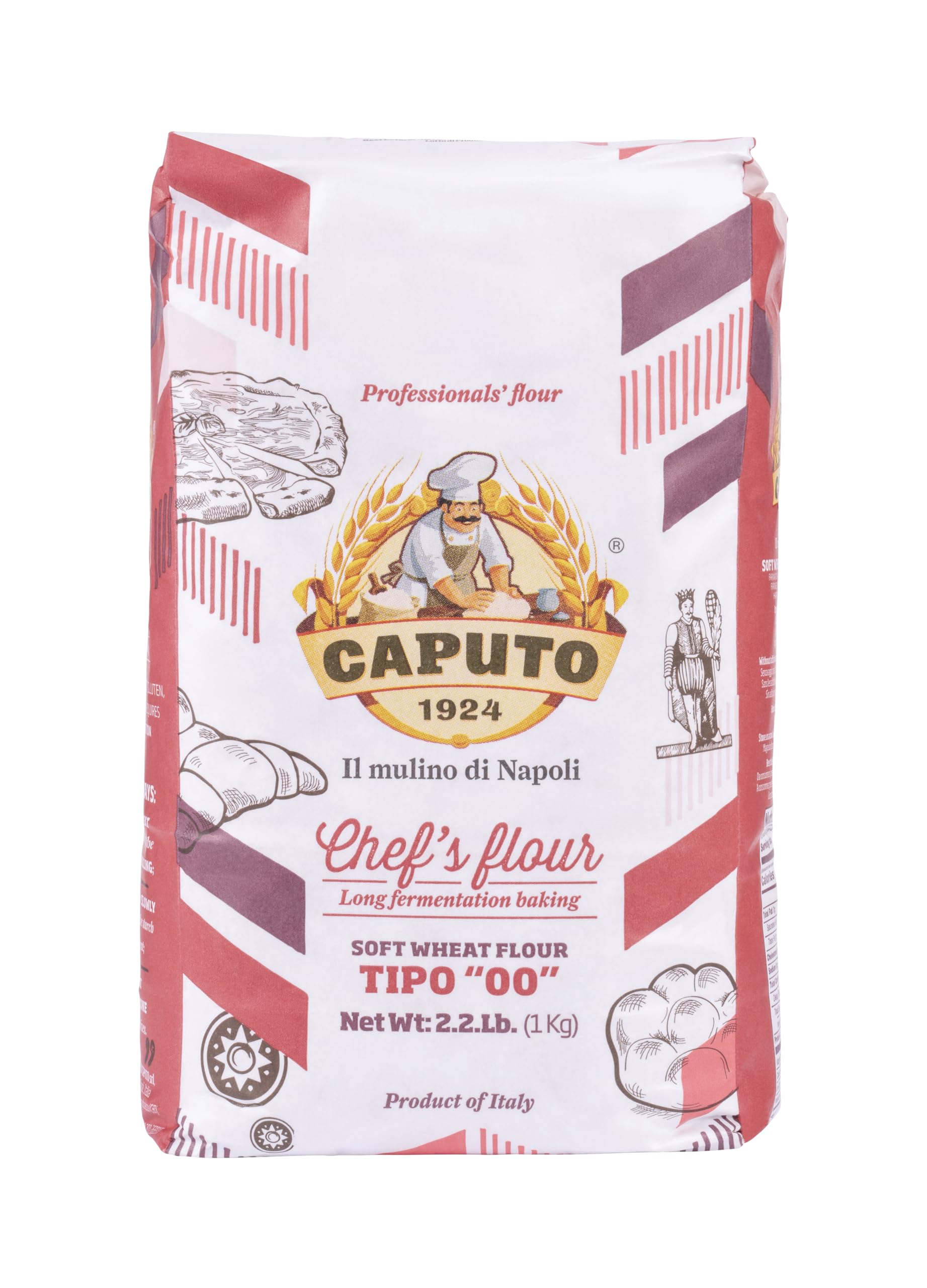 Antimo Caputo Chefs Flour 2.2 LB (Pack of 2) - Premium Italian 00 Double Zero Soft Wheat Flour for Homemade Pizza Dough, Artisan Bread & Fresh Pasta - Perfect for Neapolitan Pizza, Focaccia & Italian Baking