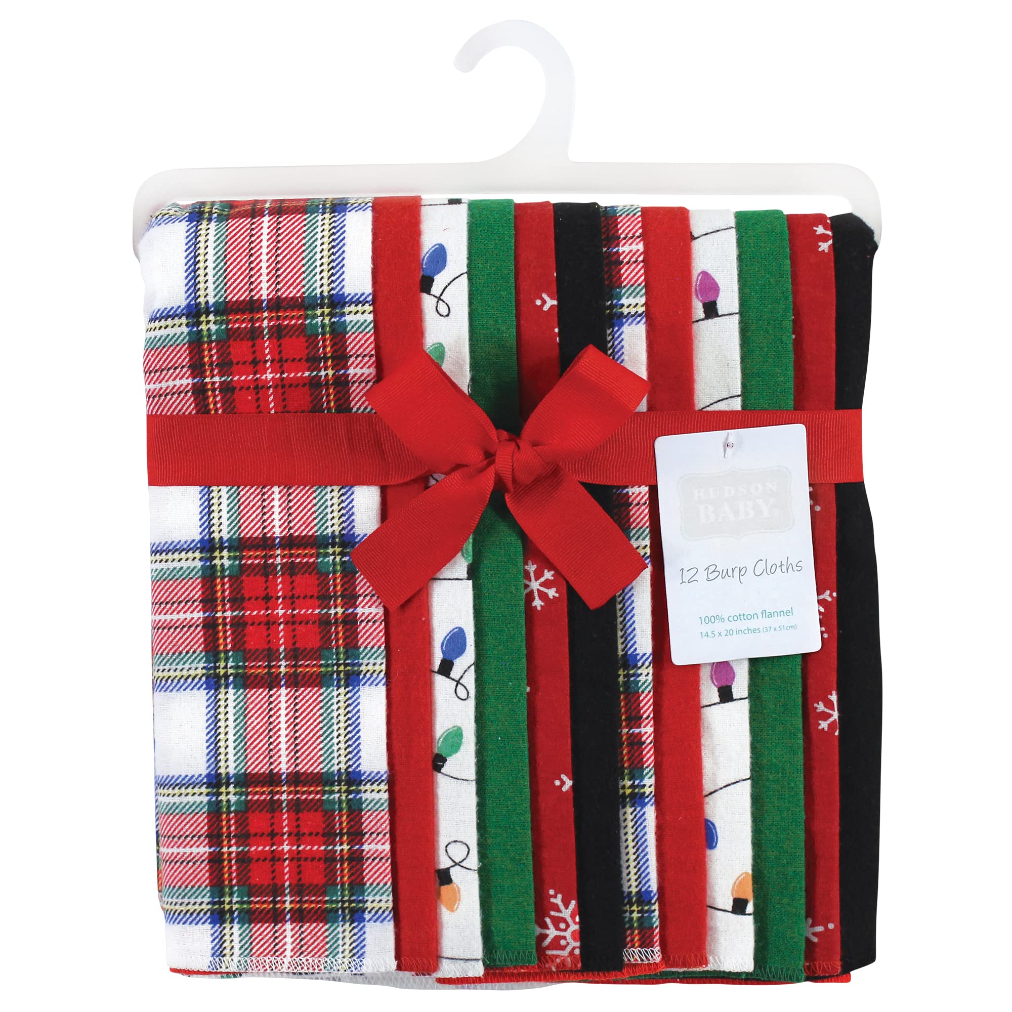 Hudson Baby Unisex Cotton Flannel Burp Cloths Bundle - Soft White Tartan Design for Newborns & Infants - Perfect for Feeding, Spit-Up Protection & Gentle Skin Care