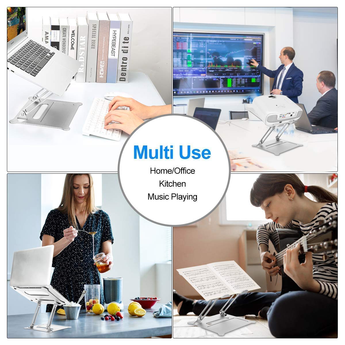 Urmust Ergonomic Adjustable Laptop Stand & Phone Holder Set (Silver) - Perfect for Home Office, Gaming, and Workspace Organization
