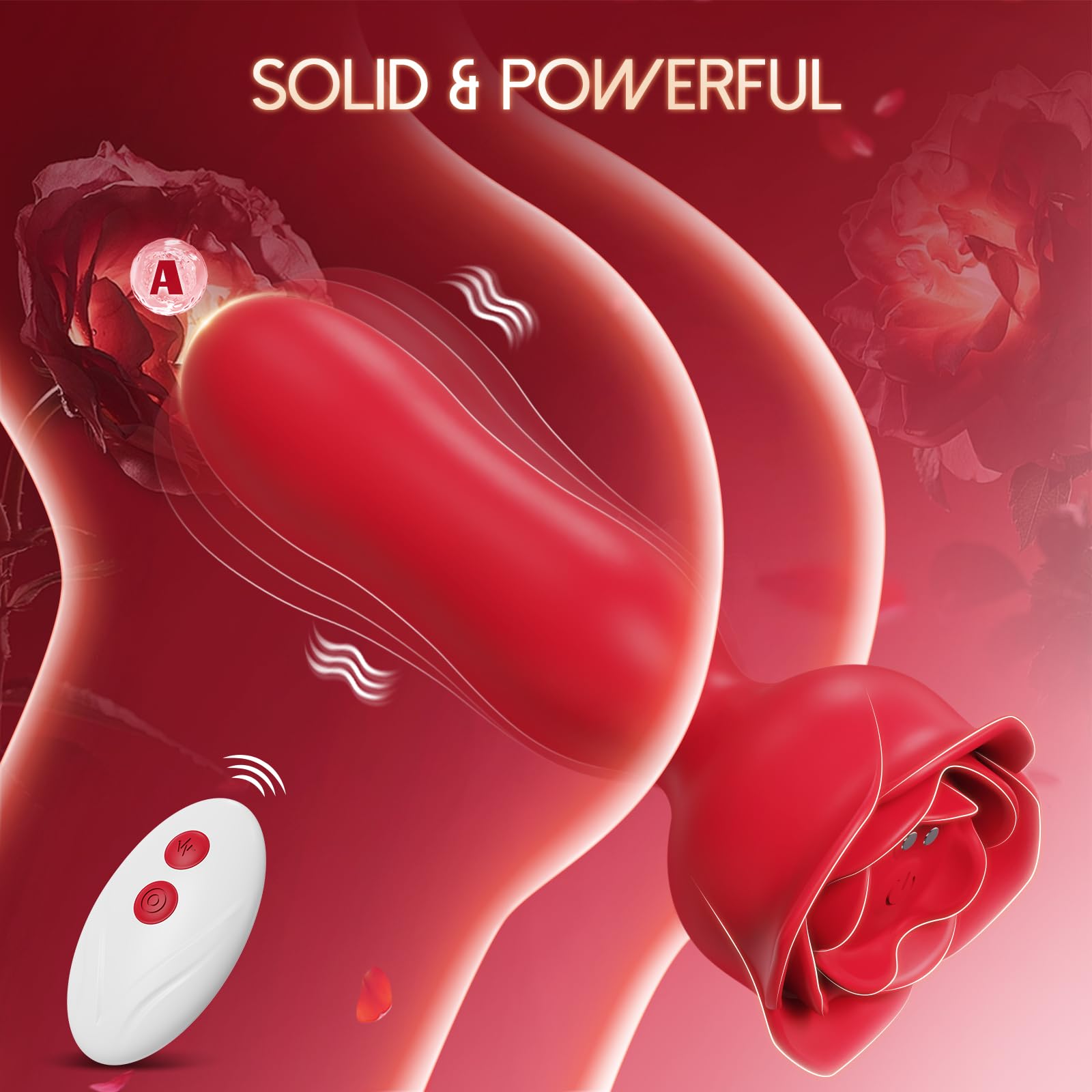 Rose Anal Vibrator - 10 Speed Rechargeable Waterproof Remote Control Vibrating Anal Plug for Women & Couples | Sensual Massage, Foreplay & Intimate Play (Red)