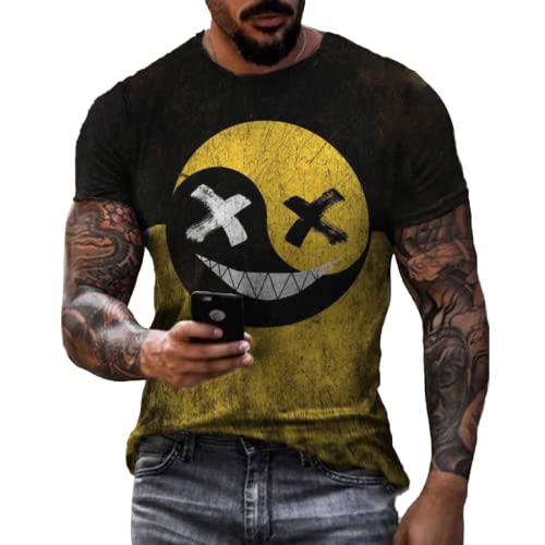 Men's Muscle Fit Short Sleeve Printed Graphic T-Shirt - Gym Workout & Casual Streetwear Fashion Top for Fitness & Everyday Wear