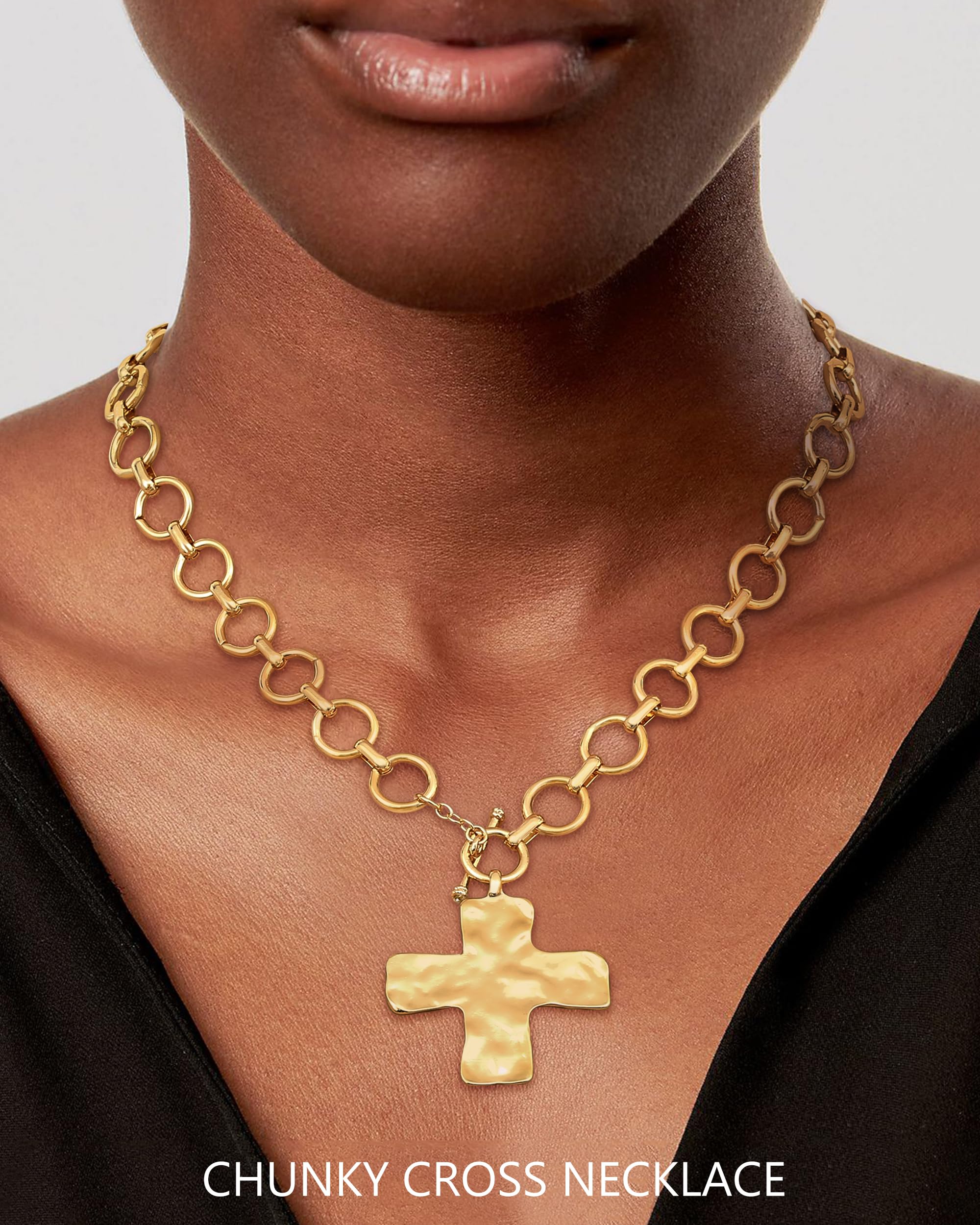 18K Chunky Gold Necklace for Women & Men - Sweatproof, Non-Tarnish Layered Chain Necklace - Herringbone & Paperclip Design for Stacking - Perfect for Layering, Everyday Wear & Special Occasions