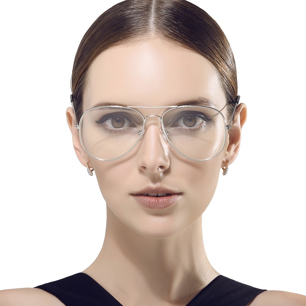 Junsika Blue Light Blocking Glasses for Women & Men - Classic Aviator Style Computer Glasses with Clear Lens & Metal Frame - Reduce Eye Strain for Gaming, Office Work & Screen Use
