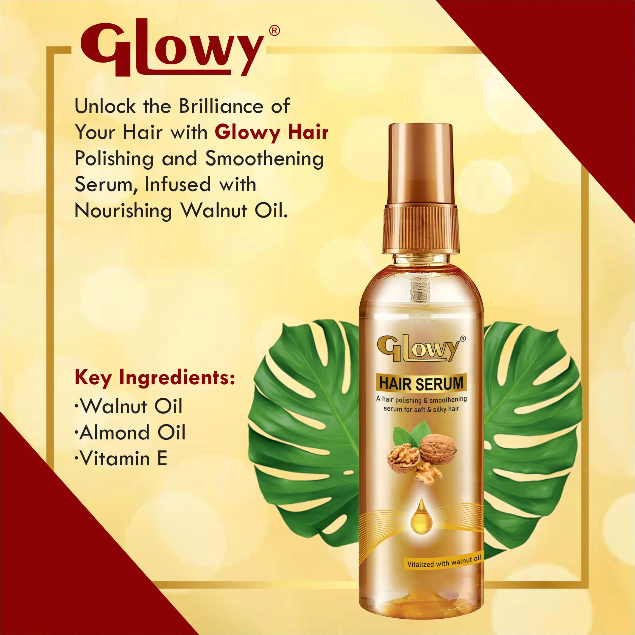 GLOWY Anti-Hairfall Shampoo with Coconut Oil - Ultra Shine & Natural Bio Ingredients for Smooth, Silky Hair | Reduces Breakage & Adds Shine for Daily Hair Care