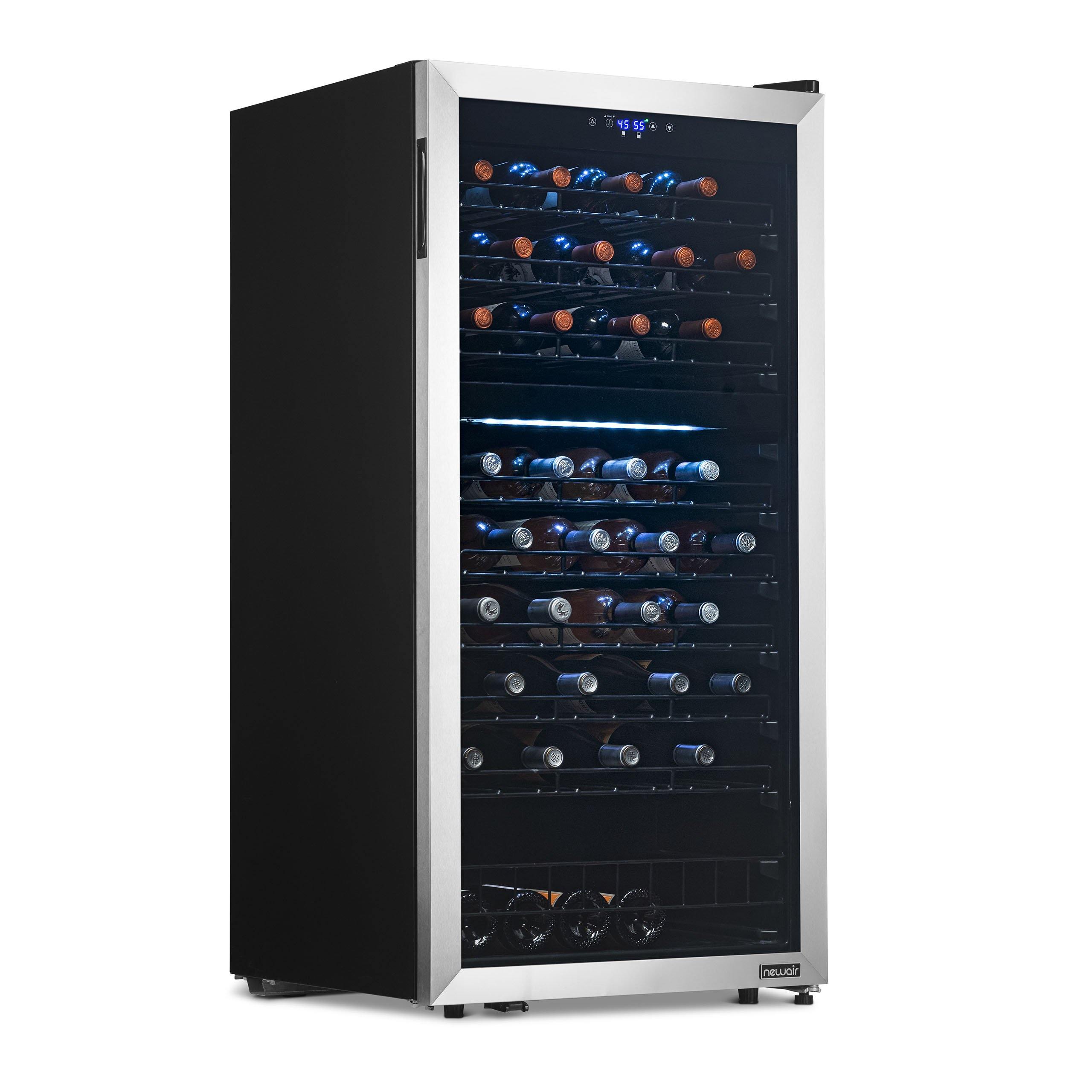 Newair® 76 Bottle 23 Inch Stainless Steel Freestanding Dual Zone Wine Cooler Refrigerator - Perfect for Home Bars, Restaurants, and Wine Cellars