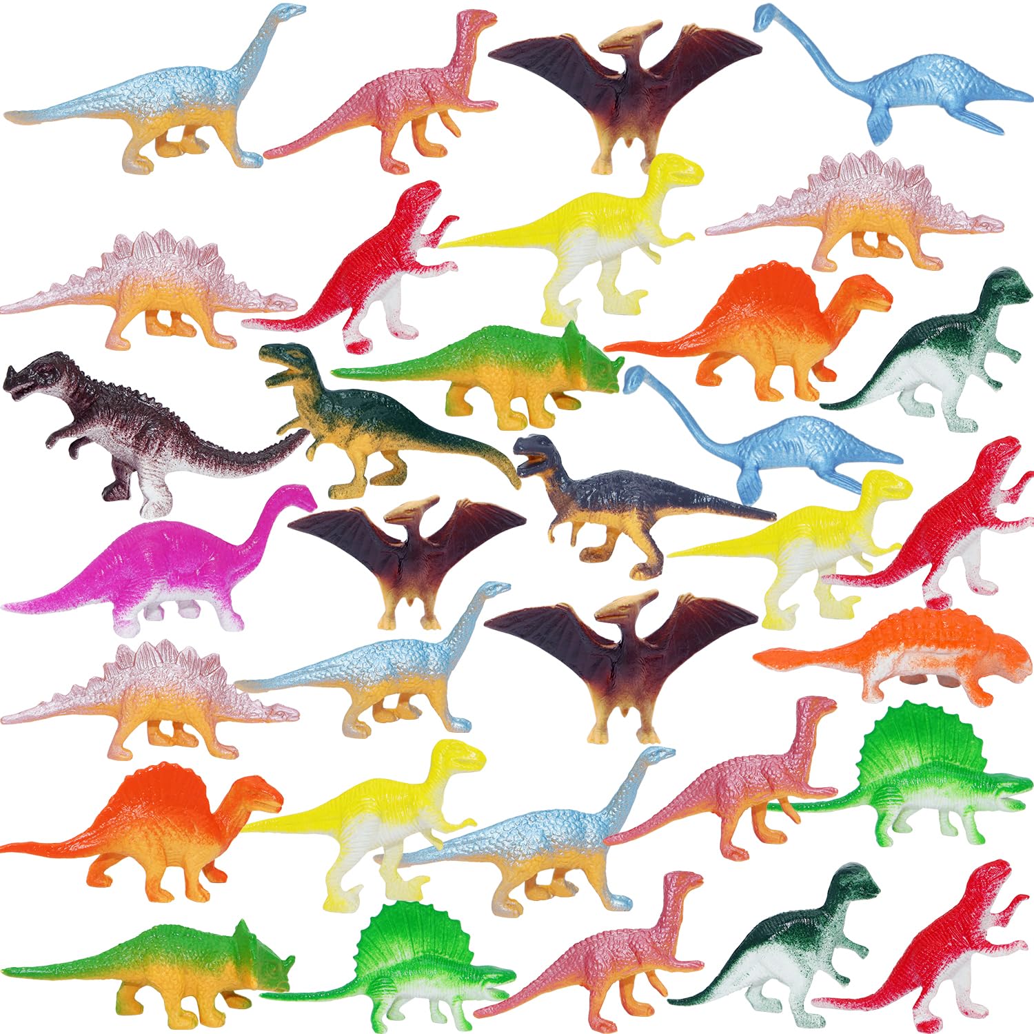 64Pcs Mini Dinosaur Figures - Assorted Small Plastic Dinosaur Toys for Kids, Cake Toppers, Easter Eggs Filler, Party Favors, Educational Play & Dino-Themed Decorations