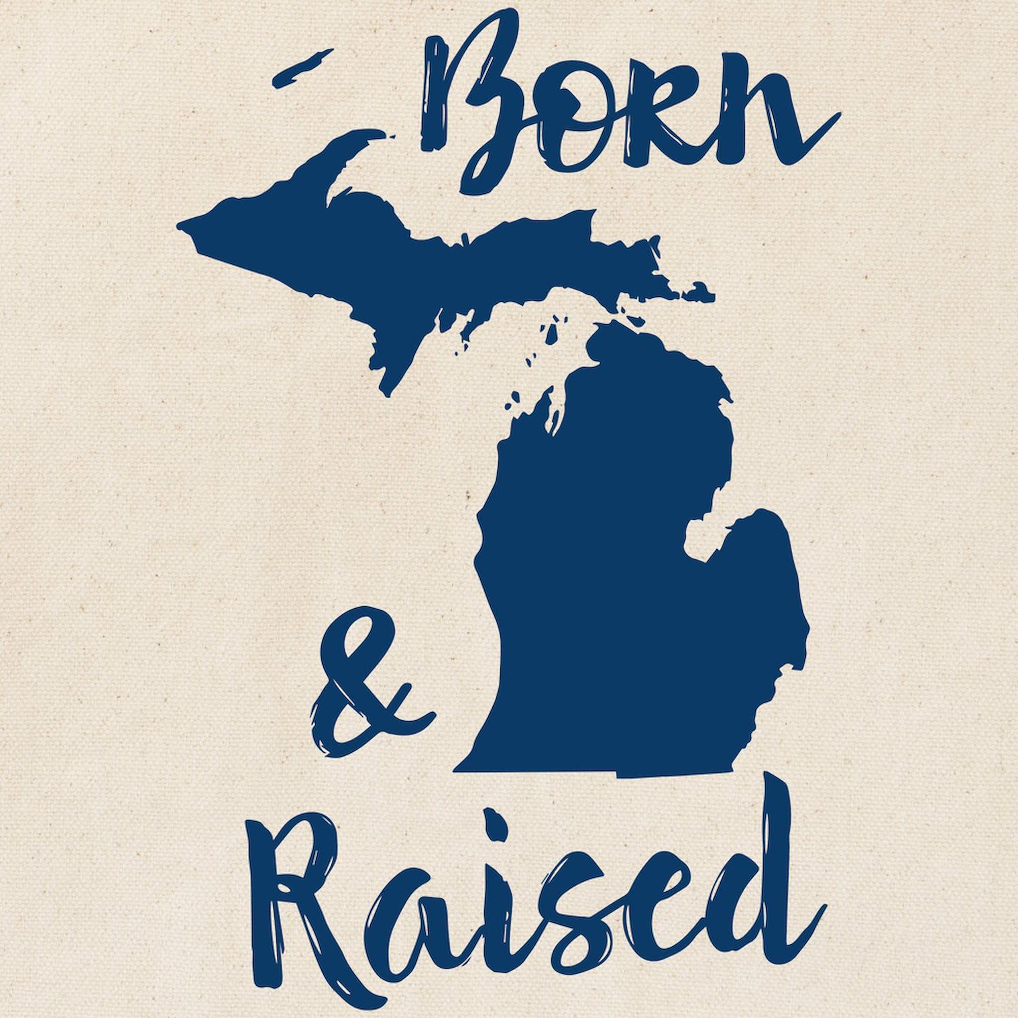 Michigan Born & Raised Canvas Tote Bag - Eco-Friendly Reusable Shopping Bag for Groceries, Beach & Daily Use | CafePress