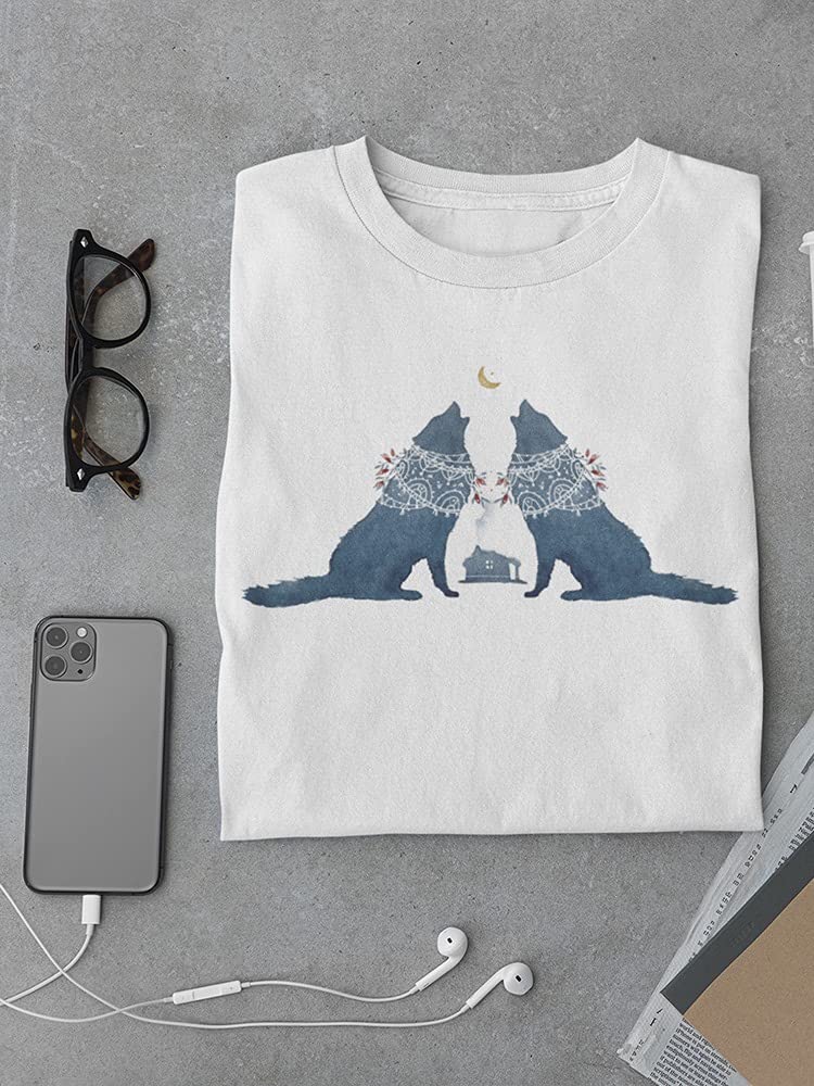 Two Wolves Howling at The Moon T-Shirt for Men - Soft Cotton Graphic Tee for Casual Wear, Outdoor Adventures & Gifts