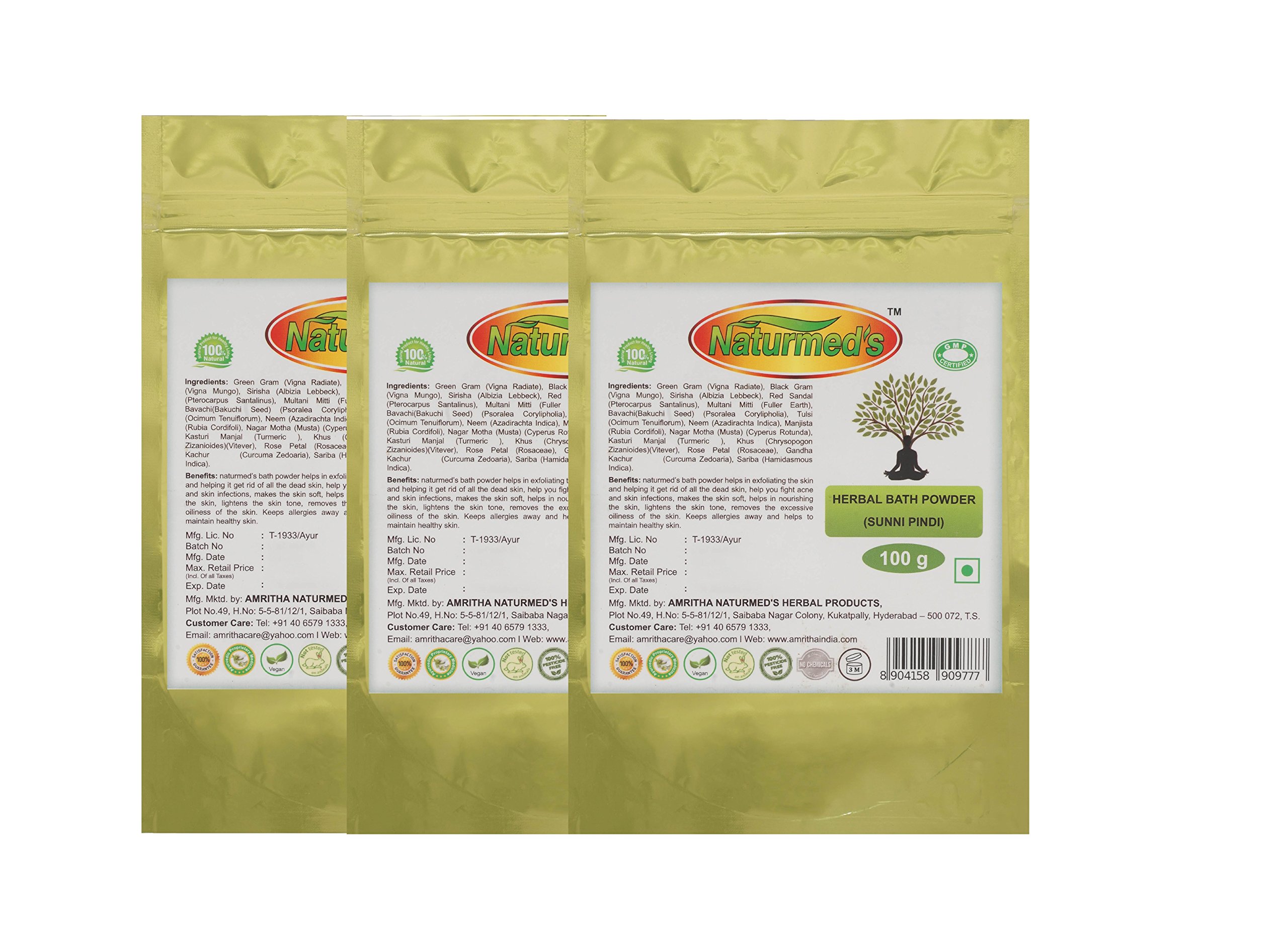 Naturmed's Herbal Bath Powder - 100g Pouch (Pack of 3) | Relaxing Detox & Aromatherapy | Perfect for Spa, Stress Relief & Skin Care