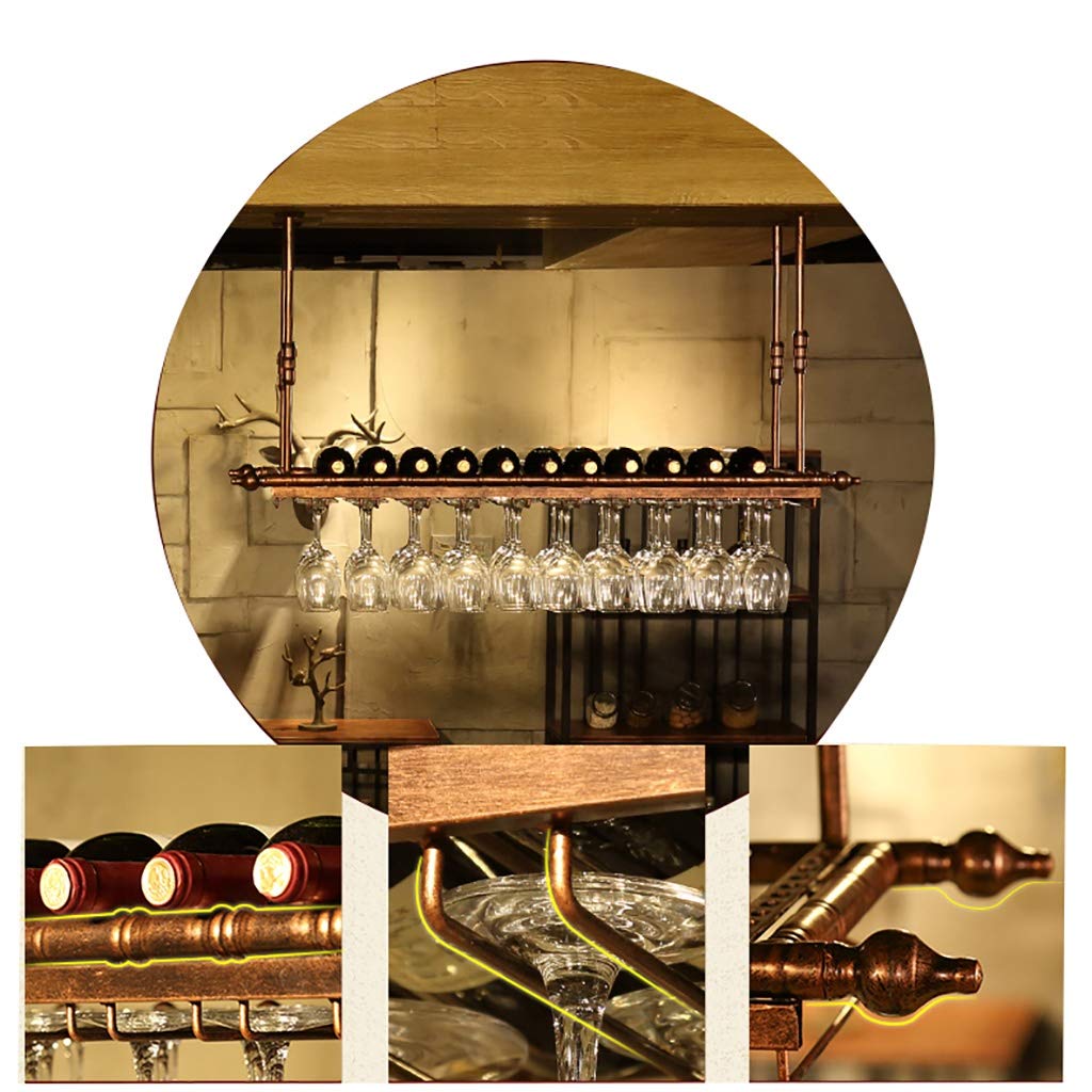 Adjustable Bronze Hanging Wine Rack for Home Bar - Space-Saving Upside Down Wine Glass Holder for Kitchen, Dining Room & Wall Decor