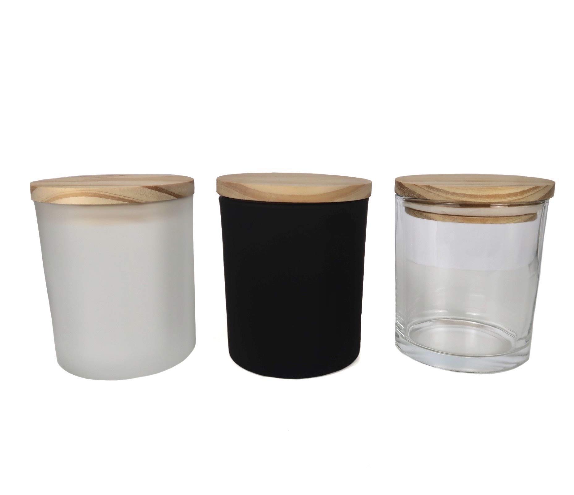 12 Pack Frosted Glass Candle Jars with Wooden Lids - Perfect for DIY Candles, Home Decor & Wedding Centerpieces