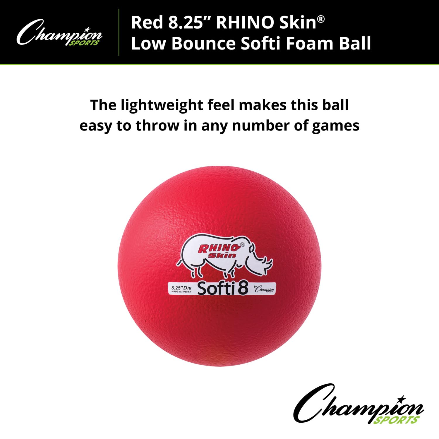 Champion Sports Softi Rhino Skin Ball - Durable Rubber Training Ball for Football, Soccer & Rugby - Perfect for Practice, Drills & Games Indoors or Outdoors