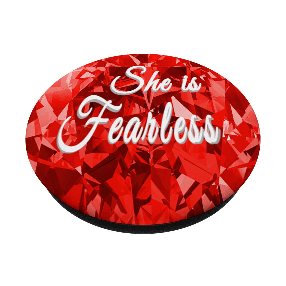 Fearless Inspirational Quote Diamond Red Jewel Necklace - Motivational Gift for Women, Birthday Present, Graduation Jewelry