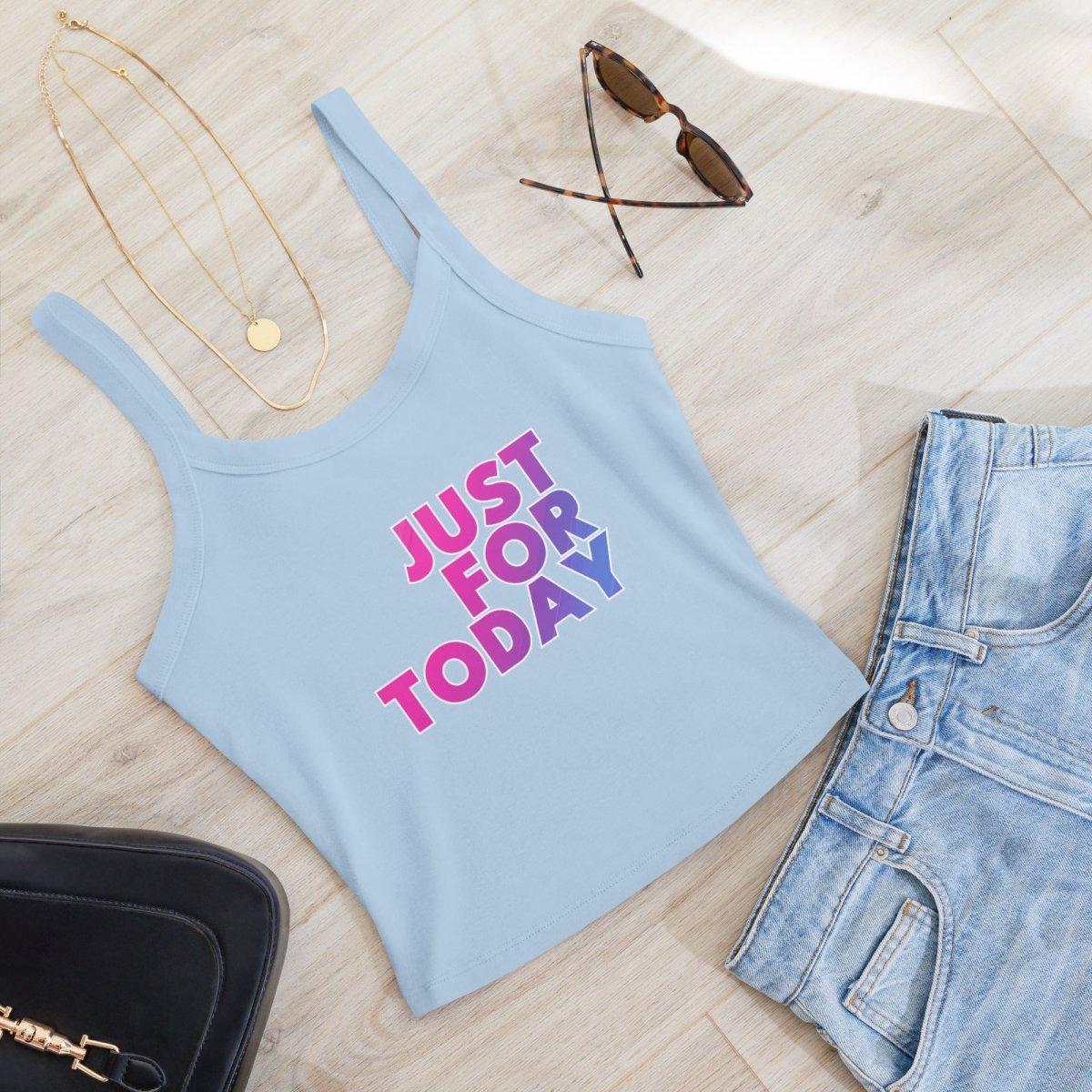 Just For Today Women's Fitted Ribbed Tank Top - Soft Stretchy Comfortable Casual Wear for Yoga, Gym, and Everyday Outfits