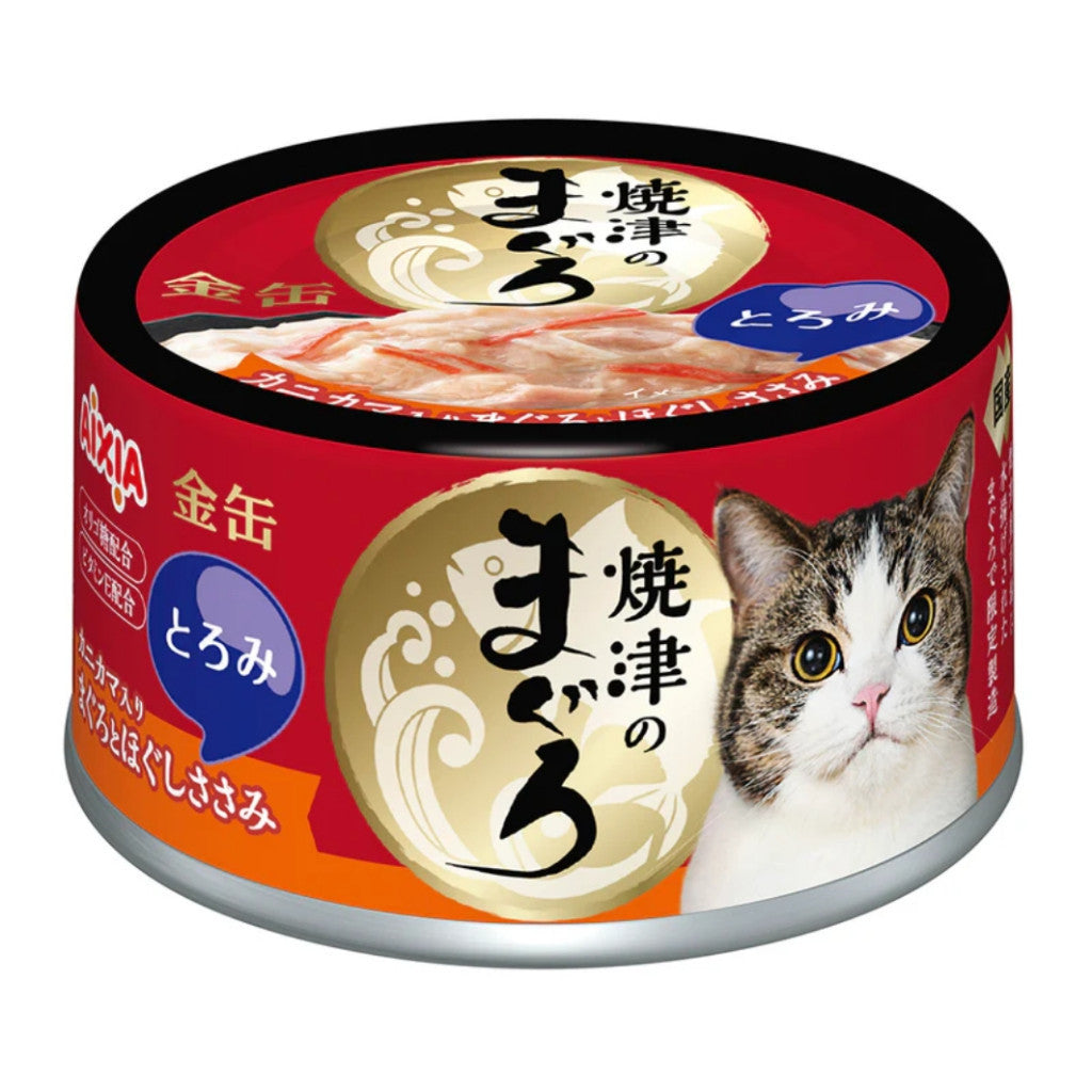 **Premium Aixia Yaizu No Maguro Wet Canned Cat Food 70g – Rich Sauce, Thin Jelly, Savory Tuna & Chicken Breast – Delicious & Nutritious for Adult & Senior Cats – Perfect for Mealtime or Treats**