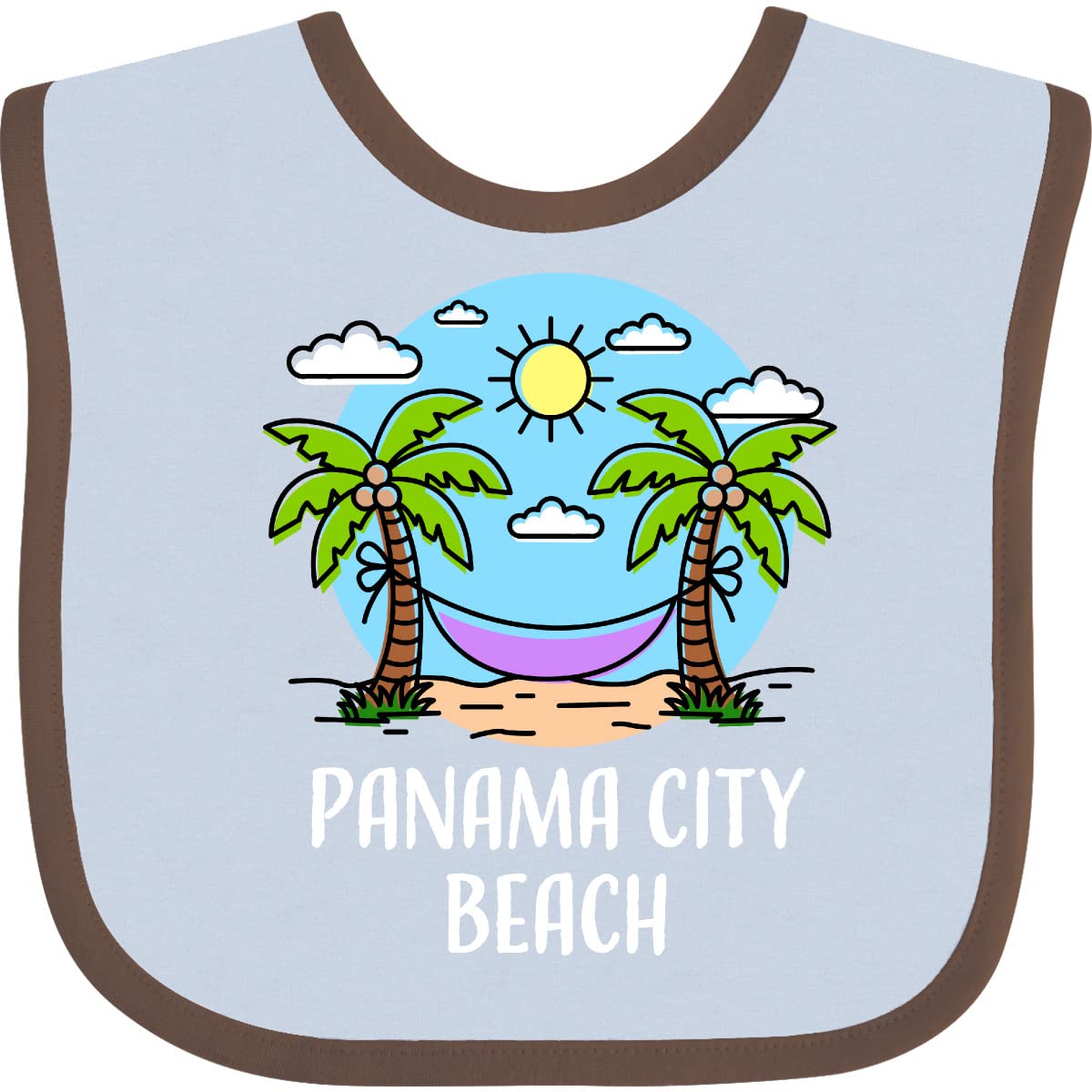 Inktastic Summer Vacation in Panama City Beach Baby Bib - Soft Cotton Drool Bib for Infants & Toddlers - Perfect for Beach Trips, Travel, and Everyday Use