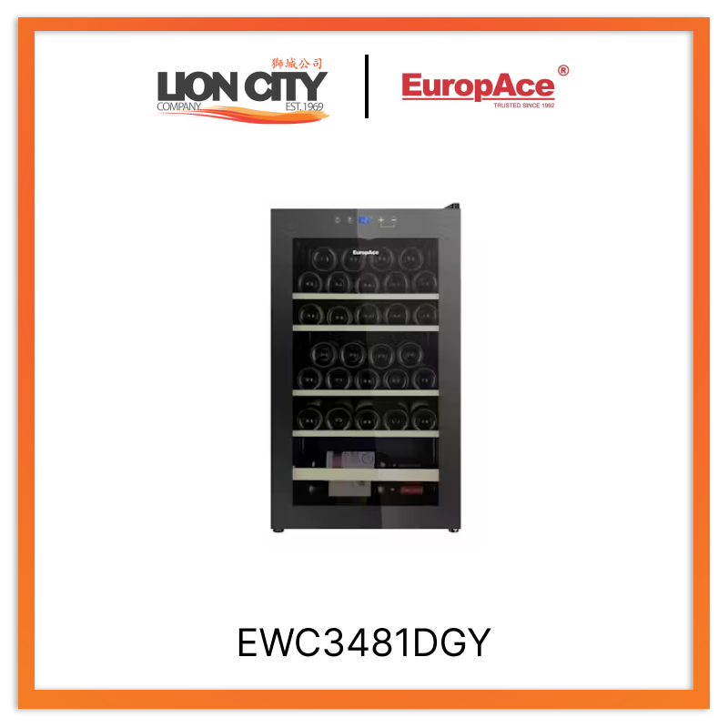 Europace EWC3481DGY 48 Bottle Dual Zone Wine Cooler Refrigerator - Perfect for Home, Office, or Restaurant Wine Storage and Display