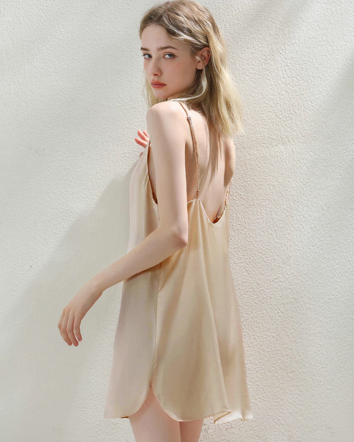 Elegant Short Silk Slip Nightdress for Women - Soft & Comfortable Sleepwear - Perfect for Lounge, Sleep & Romantic Nights