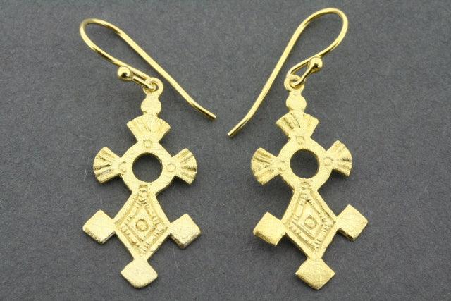 22Kt Gold Over Sterling Silver Agadez Earrings - Handmade Tribal Jewelry for Women, Perfect for Boho & Festival Outfits