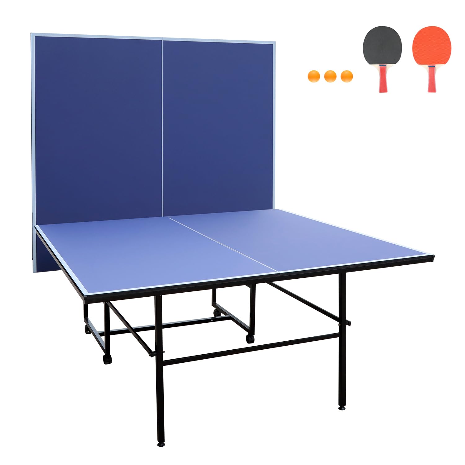Professional Foldable Ping Pong Table - 8FT/9FT Indoor Table Tennis Set with Net, Posts, 2 Paddles & 3 Balls | Single Player Playback Mode | Perfect for Home, Office & Game Room Entertainment