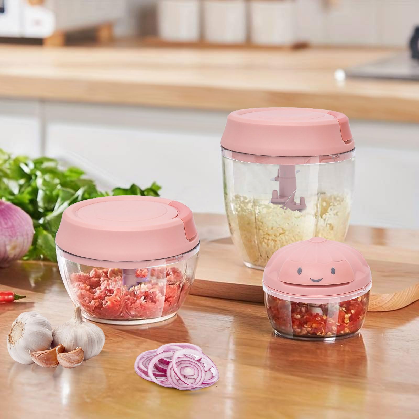 Premium Manual Food Chopper - 900ML Vegetable Cutter for Onions, Garlic, Herbs & Veggies - Kitchen Dicer Grinder with Container - Perfect for Meal Prep, Salads & Cooking