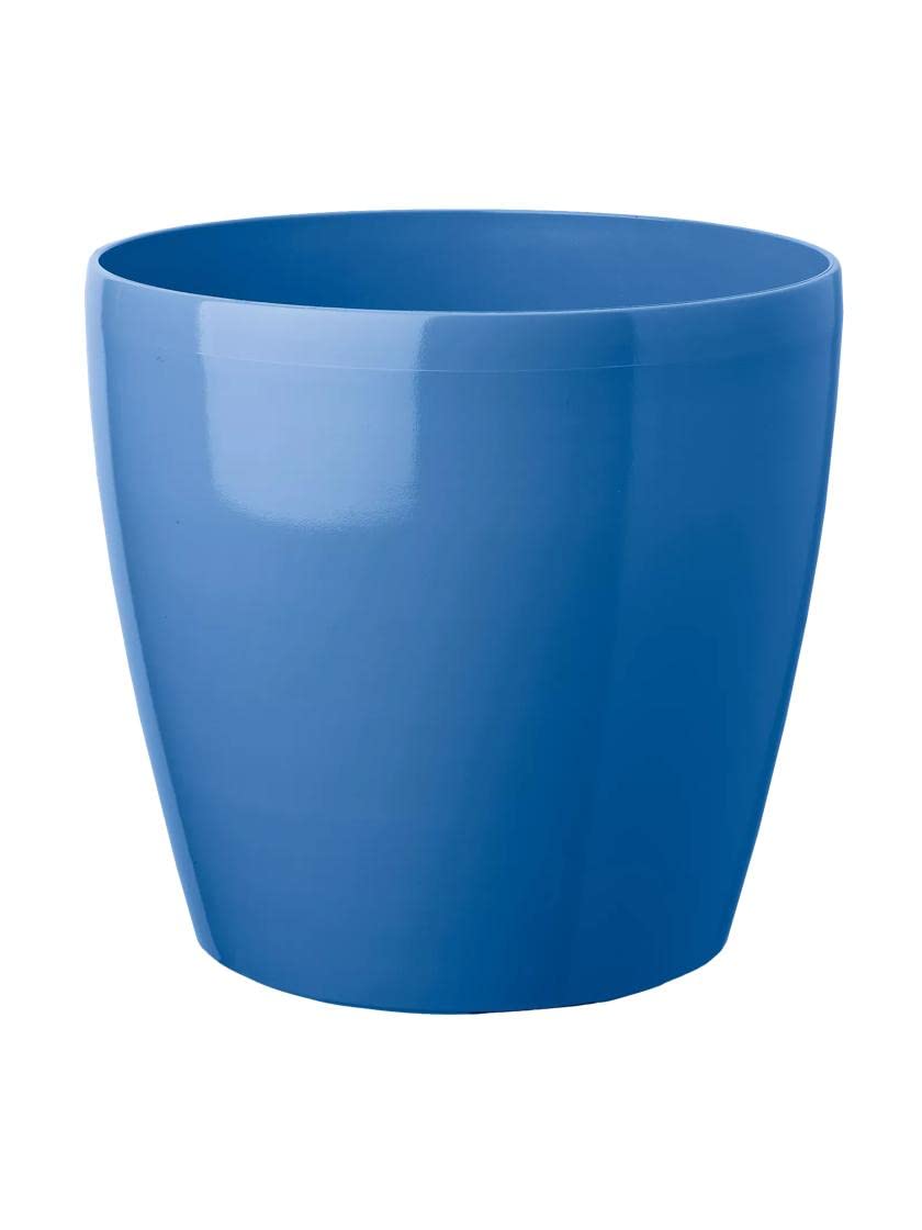 Viva Self-Watering Rolling Planter - 17 Inch Round Large Flower Pot with Wheels for Easy Mobility - Blue Indoor/Outdoor Plant Container for Home, Garden, Patio & Balcony Decor