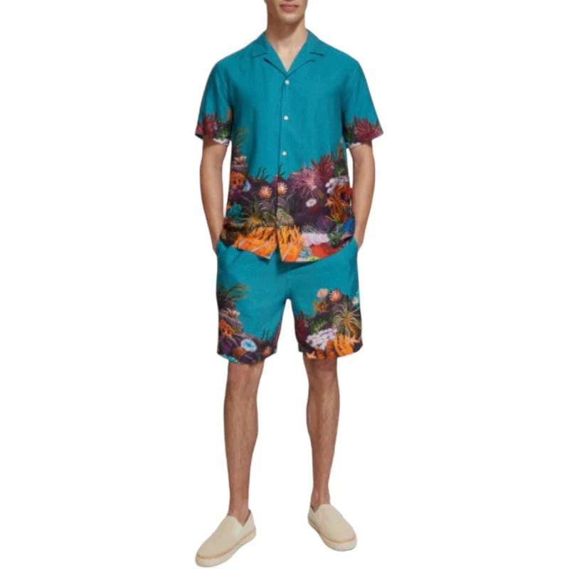 SCOTCH & SODA Men's Printed Bermuda Shorts - Stylish Summer Casual Shorts for Beach, Vacation & Outdoor Activities