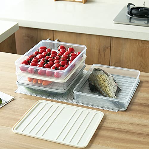 VALINK Stackable Refrigerator Food Storage Containers - Reusable Plastic Bins for Organizing Fresh Food, Vegetables & Leftovers - Space Saving Thin Design for Fridge, Freezer & Pantry Organization (Perfect for Meal Prep & Kitchen Storage)