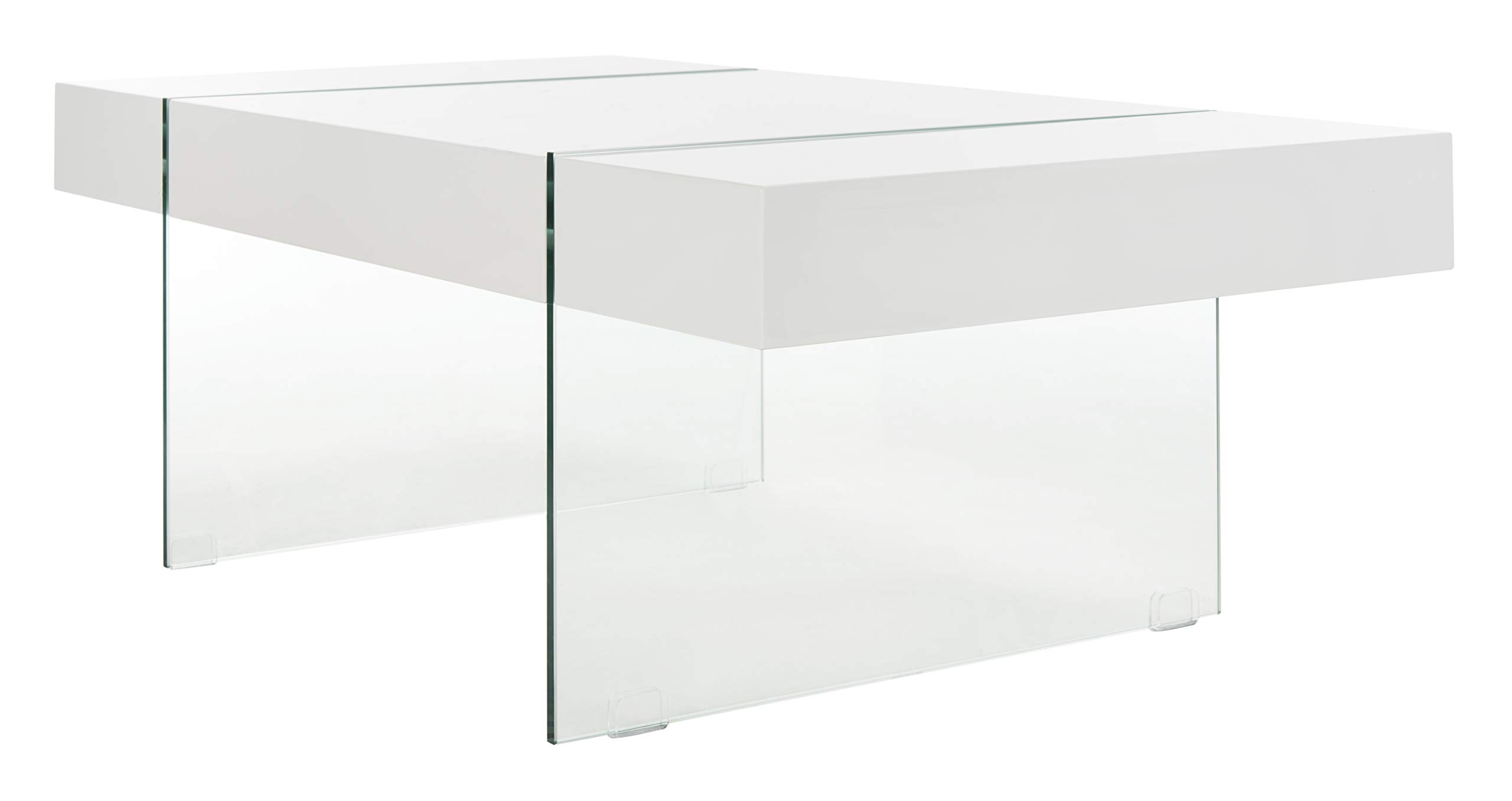 Safavieh Jacob White Modern Glass Leg Coffee Table - Stylish Living Room Furniture for Small Spaces & Contemporary Home Decor