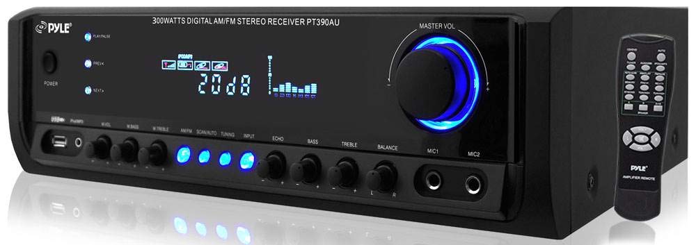 Pyle Home PT390AU 300-Watt Digital Stereo Receiver System - Compact Audio Amplifier for Home Theater, Music Streaming & Multi-Room Audio Setup