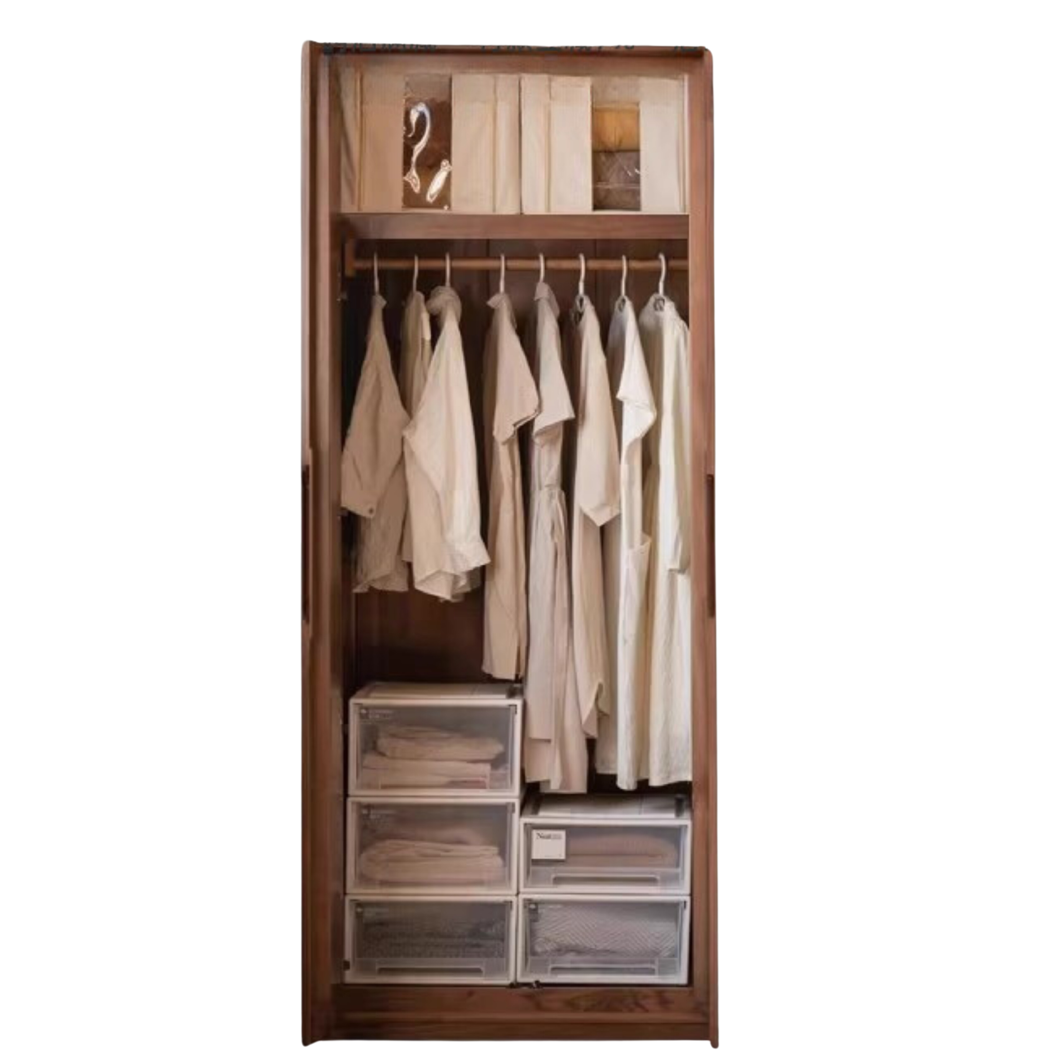 Solid Black Walnut Wood Large Wardrobe - Spacious Closet Organizer for Bedroom, Walk-in Closet & Master Suite Storage