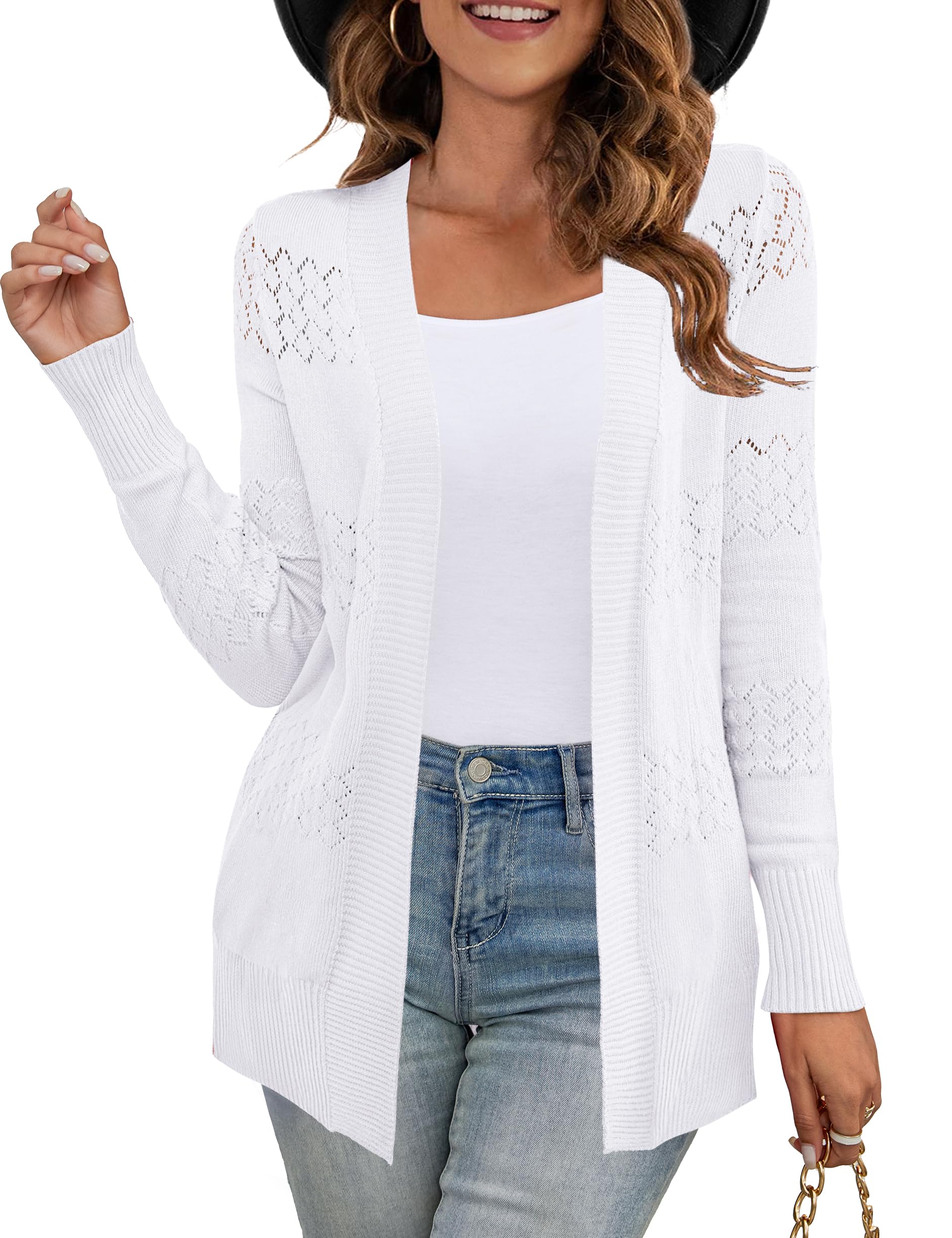 U.Vomade Women's Boho Chunky Cable Knit Cardigan - Long Sleeve Open Front Sweater for Fall & Winter | Cozy Layering for Casual Outfits, Office Wear & Coffee Dates