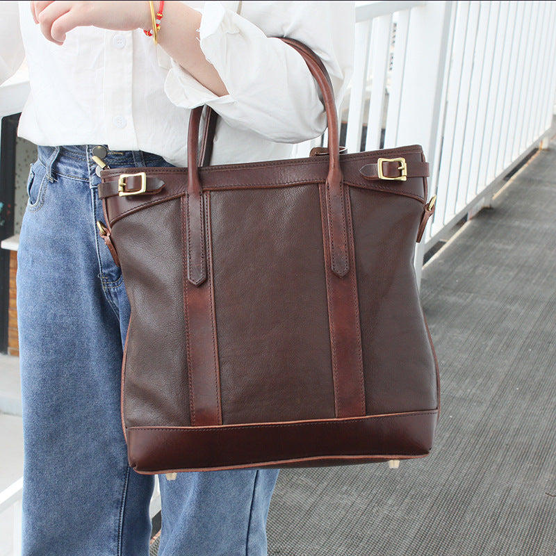 Premium Italian Leather Work Tote Bag for Women - Professional Office Briefcase & Laptop Bag - Stylish Business Handbag for Commuting, Meetings & Travel
