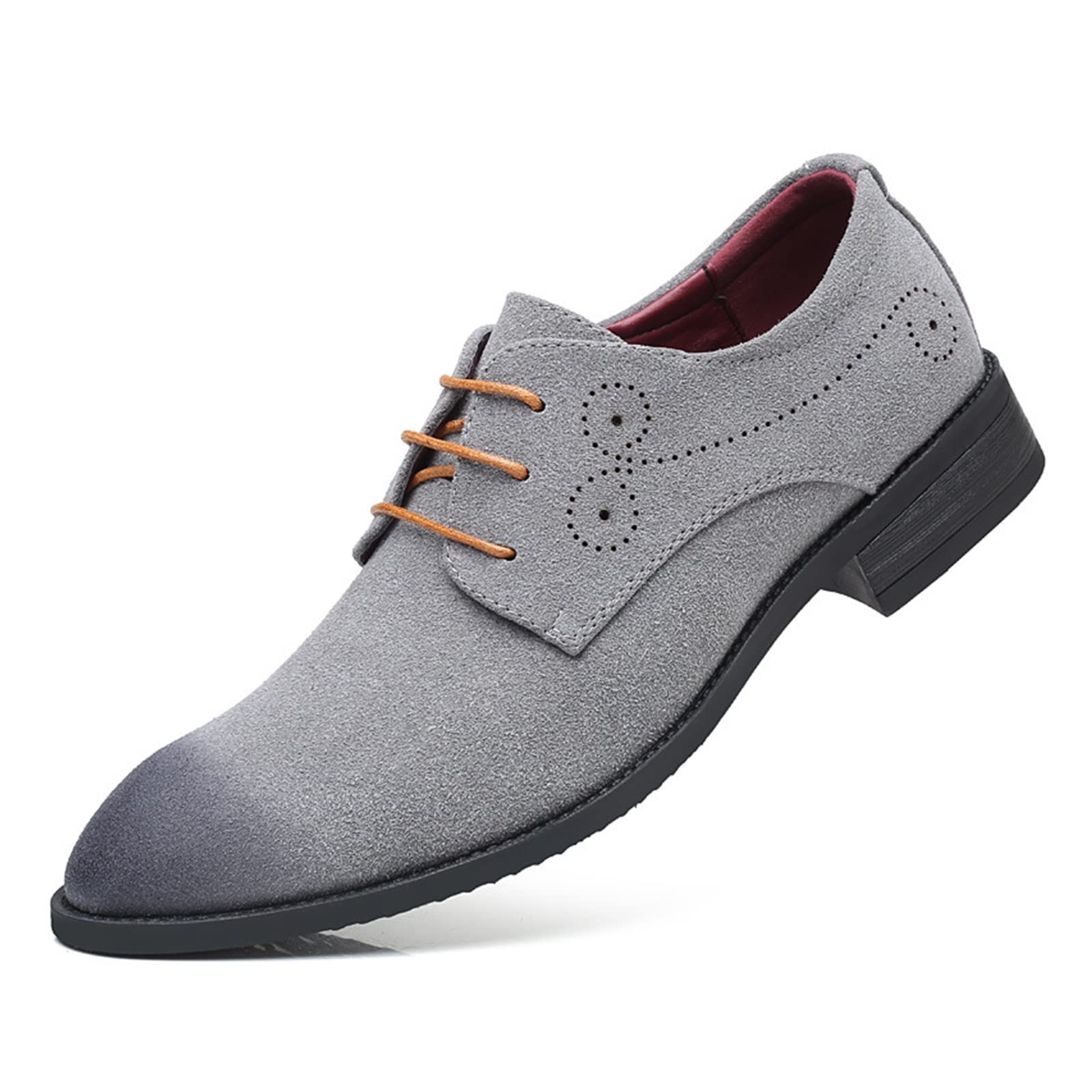 JRTGHNF Men's Faux Suede Oxford Dress Shoes - Pointed Toe Formal & Casual Shoes in Red & Blue | Perfect for Business, Office, Wedding & Special Occasions