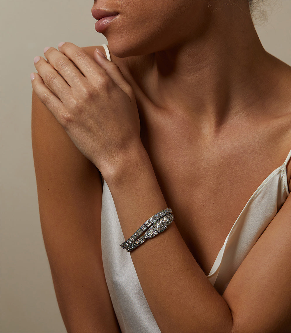 Exquisite Fitzgerald Art Deco Diamond Bracelet - Vintage 1920s Style Jewelry for Women - Perfect for Weddings, Parties & Special Occasions