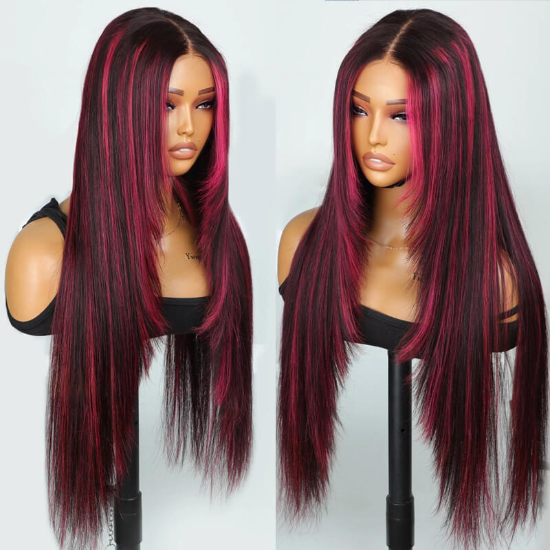 P1b/Rose Pink Straight Layered Cut