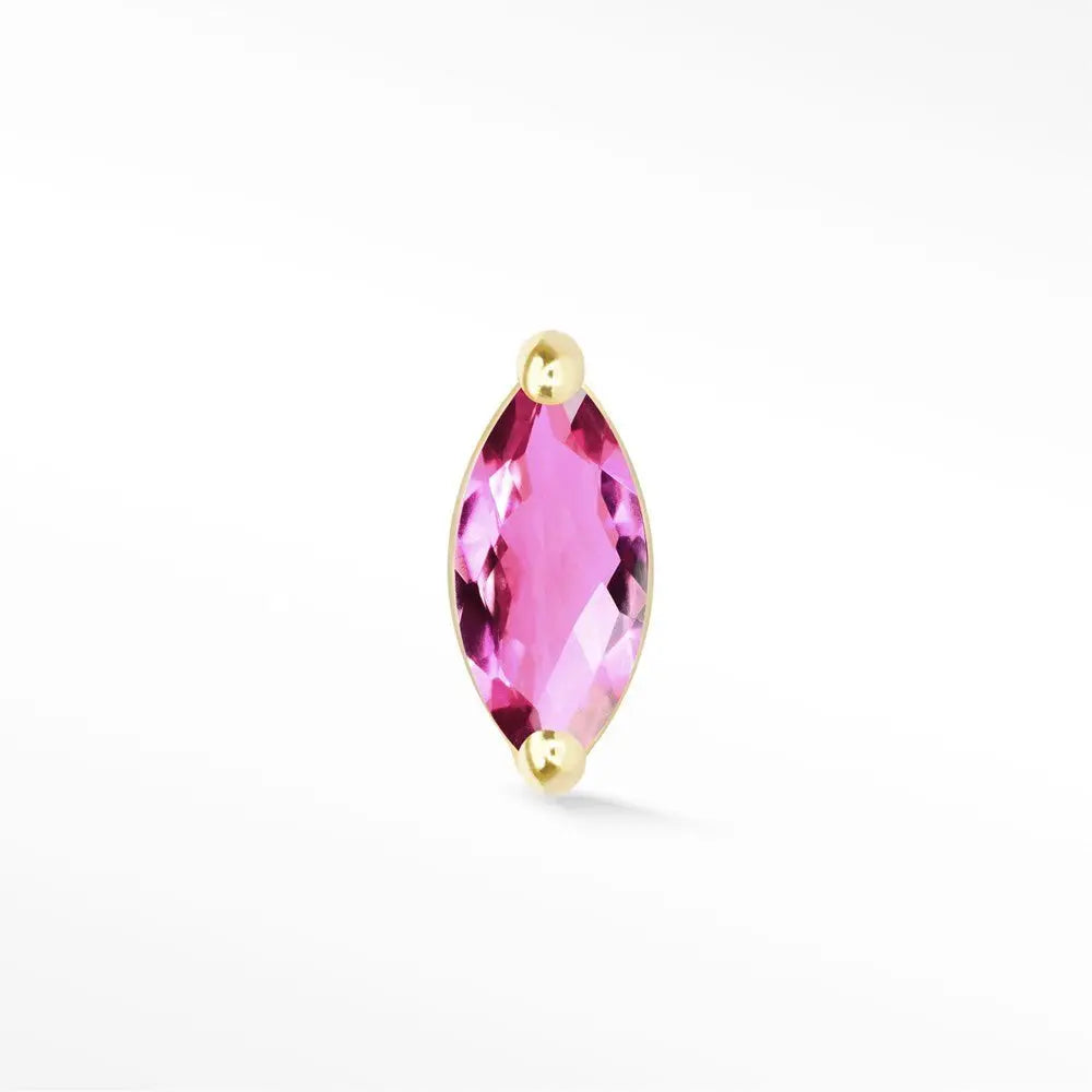 14k Yellow Gold Pink Sapphire Flat Back Earrings for Women - Elegant Wildling Solo Studs for Everyday Wear, Parties & Special Occasions