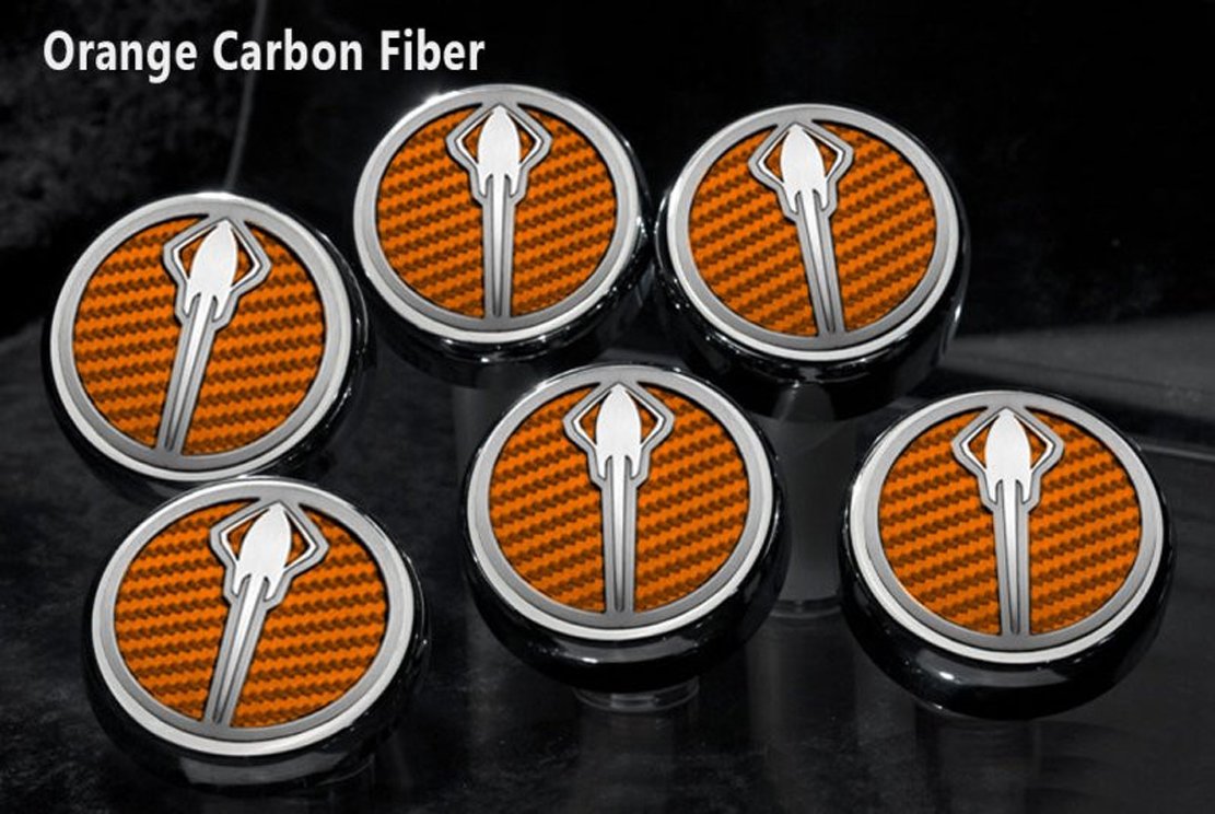 American Car Craft Yellow Carbon Fiber Cap Cover Set - 6pc for Stingray Emblem - Upgrade Your Ride