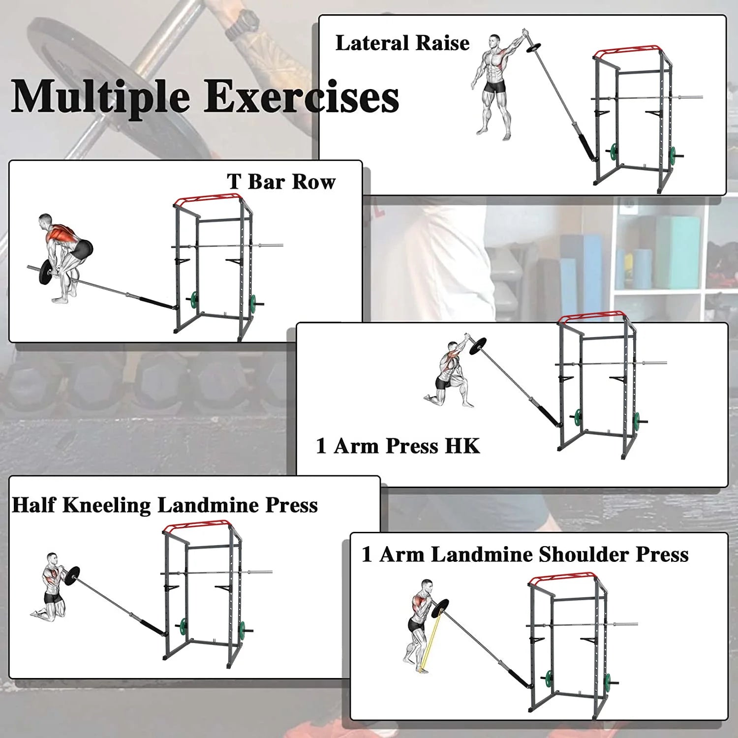 Heavy Duty Rack Mounted Landmine Squat Attachment - T-Bar Row Landmine Base for Power Rack - Perfect for Home Gym Strength Training & Weightlifting Exercises