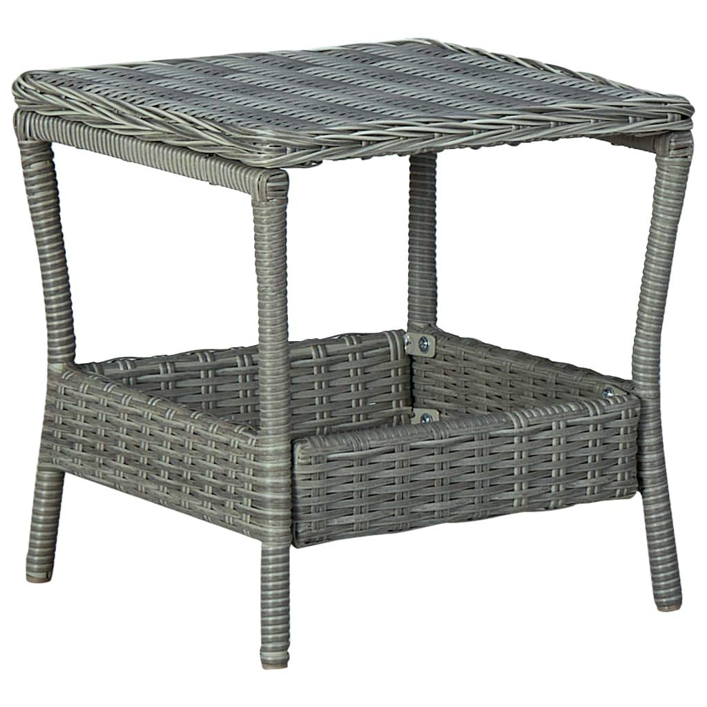 Unfade Memory Wicker Side Table for Outdoor Patio - 17.7x17.7x18.3 Inch Light Gray Accent Table - Perfect for Poolside, Hot Tub, Garden & Porch Decor