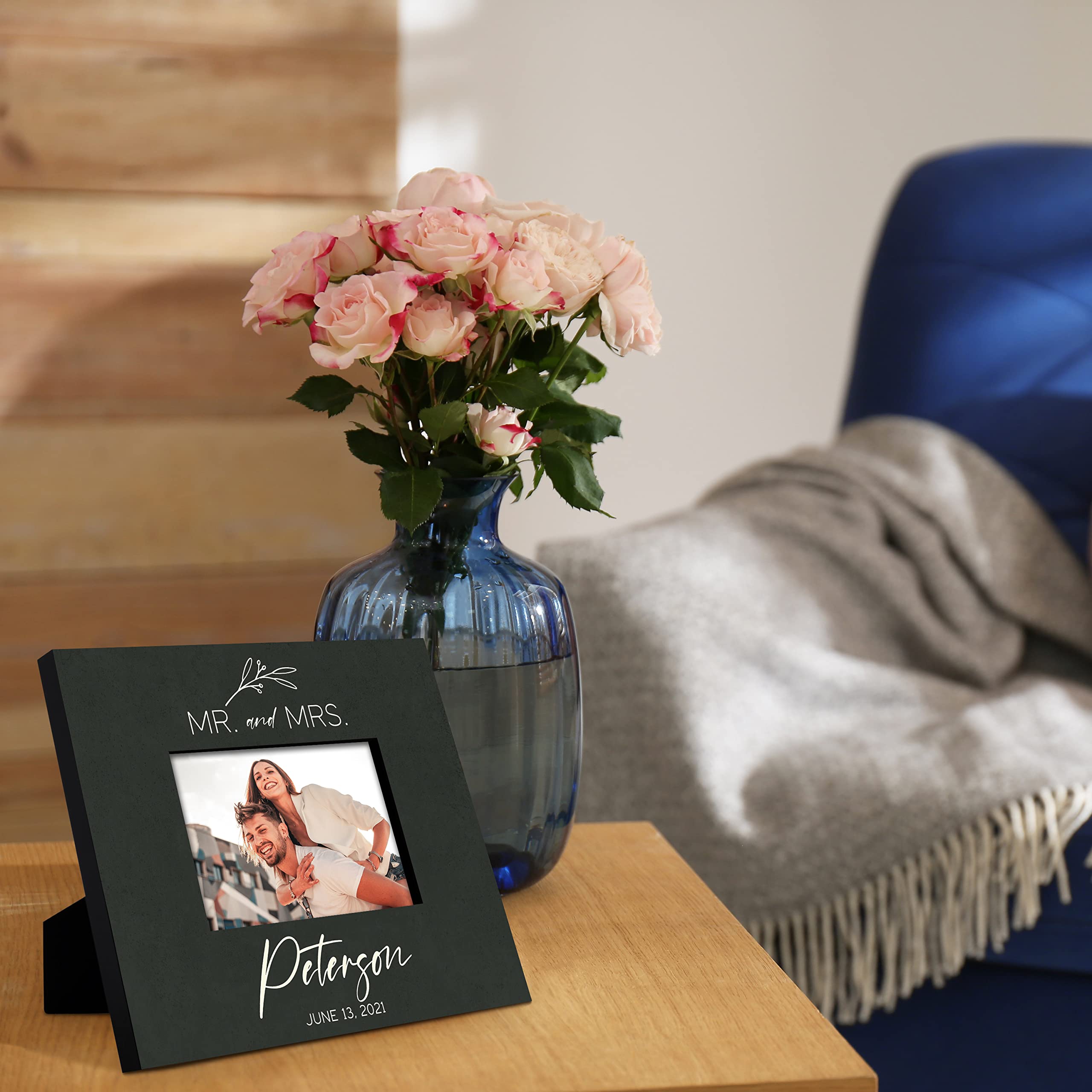 Personalized Love Picture Frame for Couples - Custom Engraved Photo Frame for Valentine's Day, Wedding, Engagement - Romantic Gifts for Him & Her - Perfect for Anniversaries, Home Decor & Couple's Bedroom