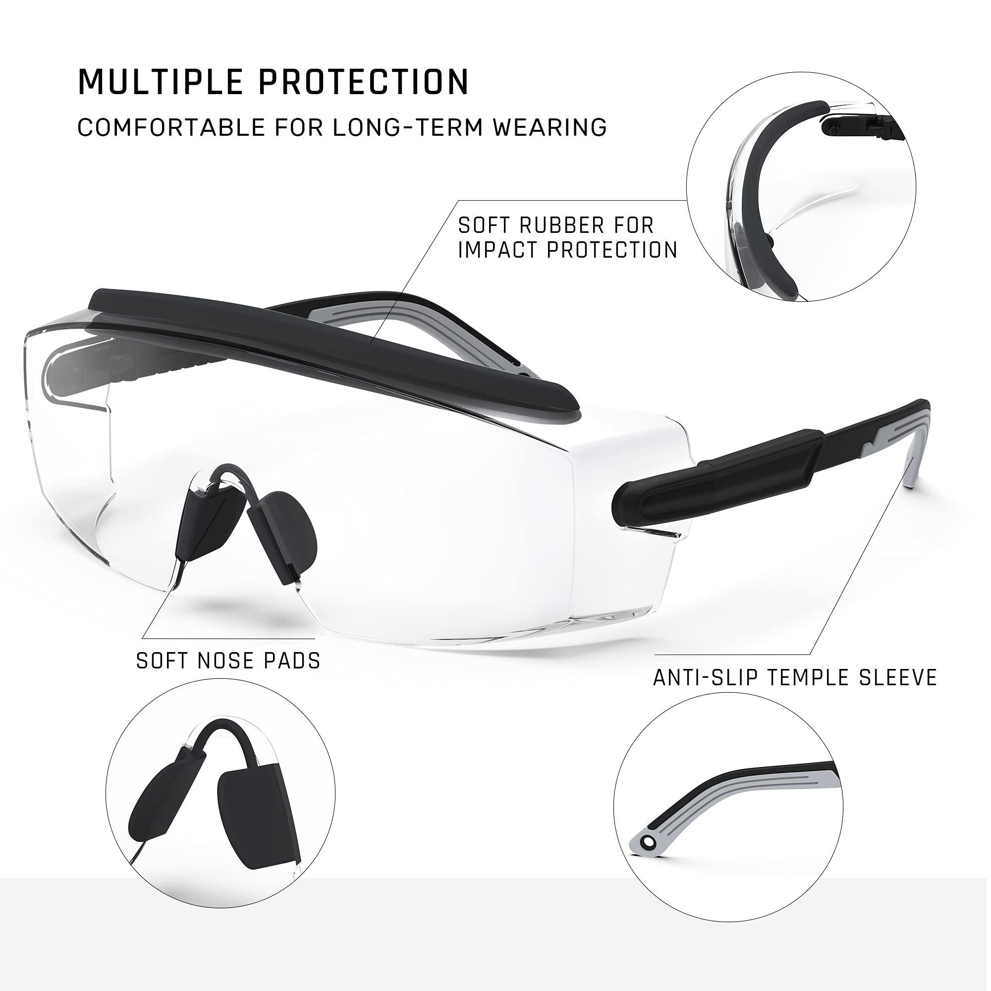 Anti Fog Safety Glasses - ANSI Z87.1 Certified Protective Goggles with Scratch Resistant Lenses & Adjustable Headband - Ideal for Construction, Lab Work, and DIY Projects