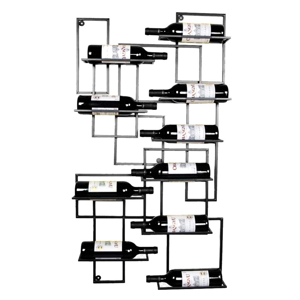 Jiji 10-Bottle Wall Mounted Wine Rack - European Style Hanging Wine Shelf for Red Wine Storage & Home Decor (Black) | Perfect for Kitchen, Dining Room & Bar Display